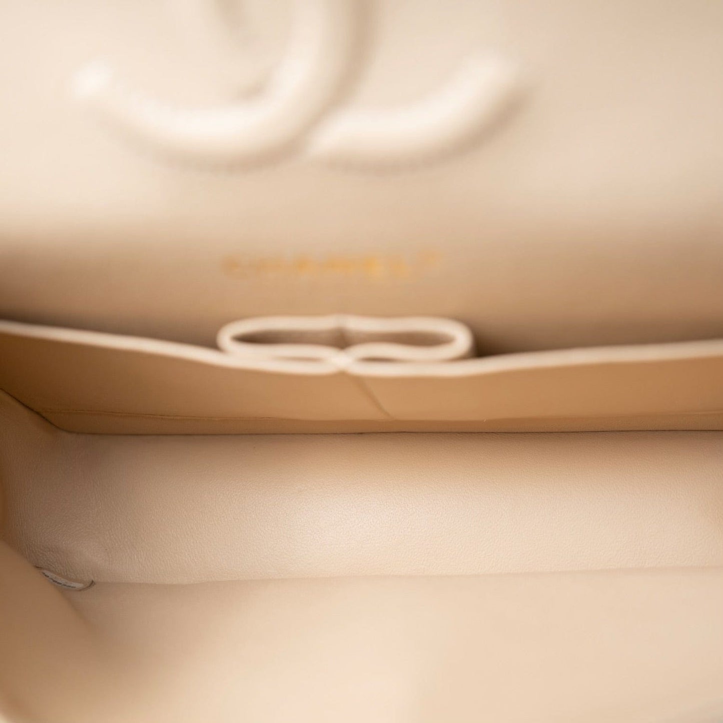 Beige Clair Caviar Quilted Classic Flap Medium Gold Hardware