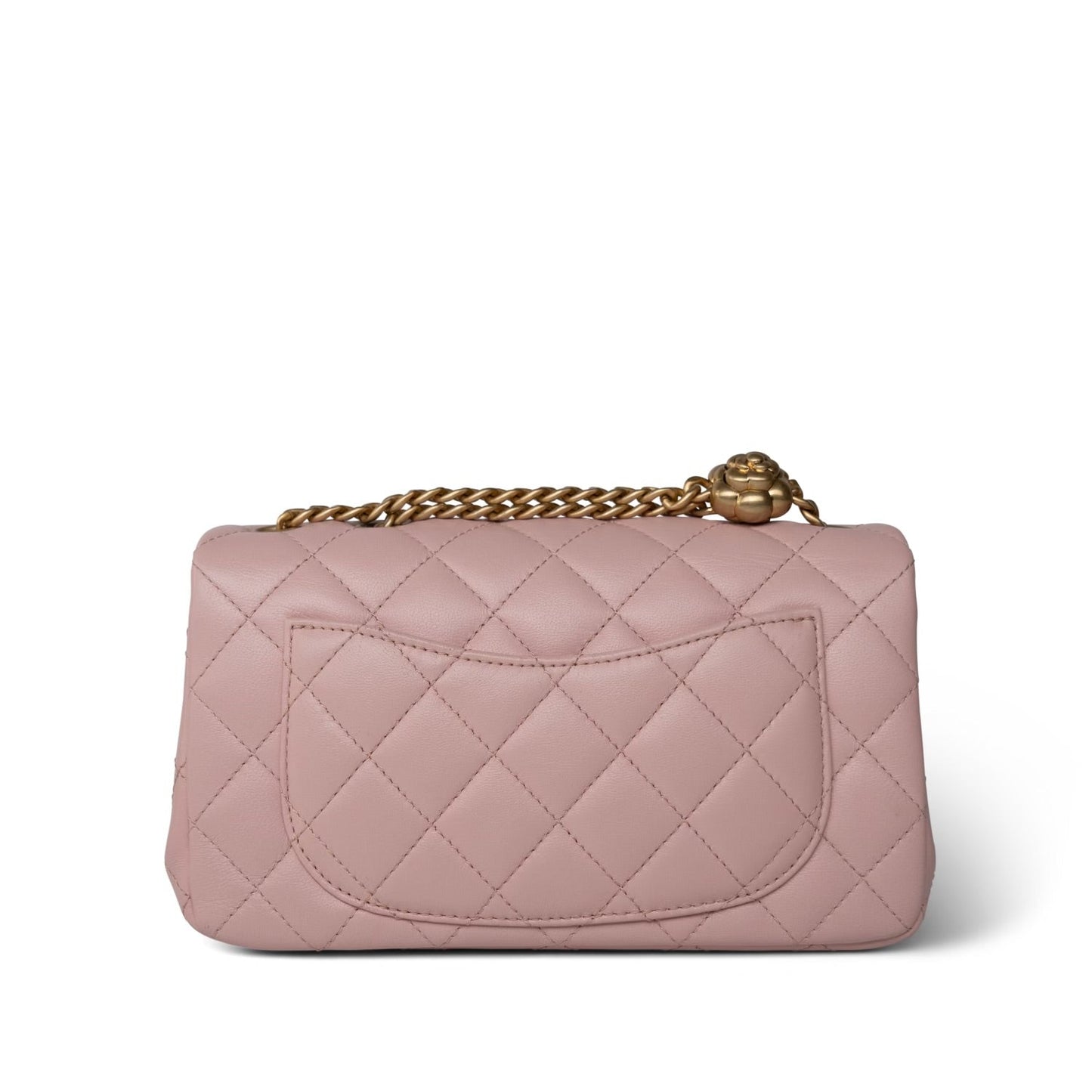 Light Pink Lambskin Quilted Sweet Camelia Single Flap Aged GHW