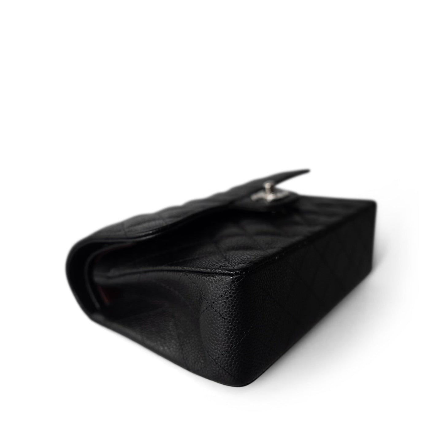 Black Caviar Quilted Classic Flap Small SHW