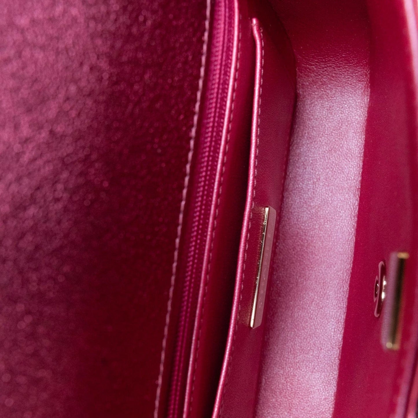 24C Shiny Pink Calfskin Quilted Flap Bag & Coin Purse