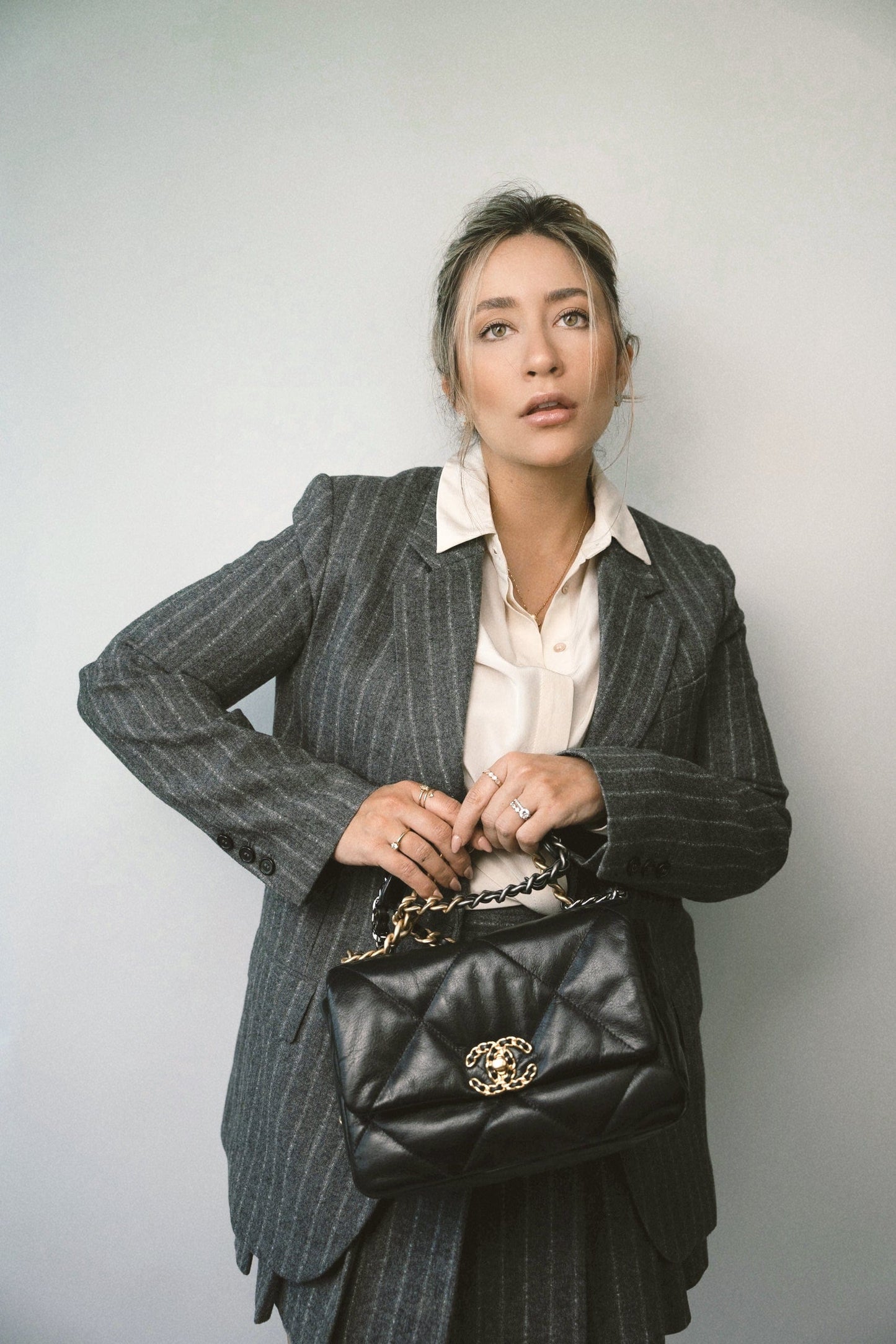 Black Goatskin Quilted 19 Flap Small MHW