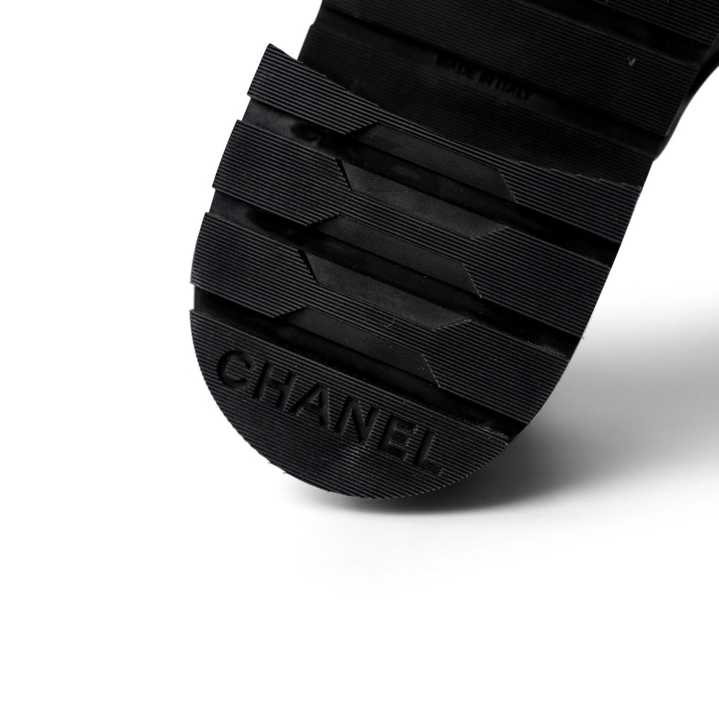 Black Calfskin Quilted Lace up Combat Boots Size 40