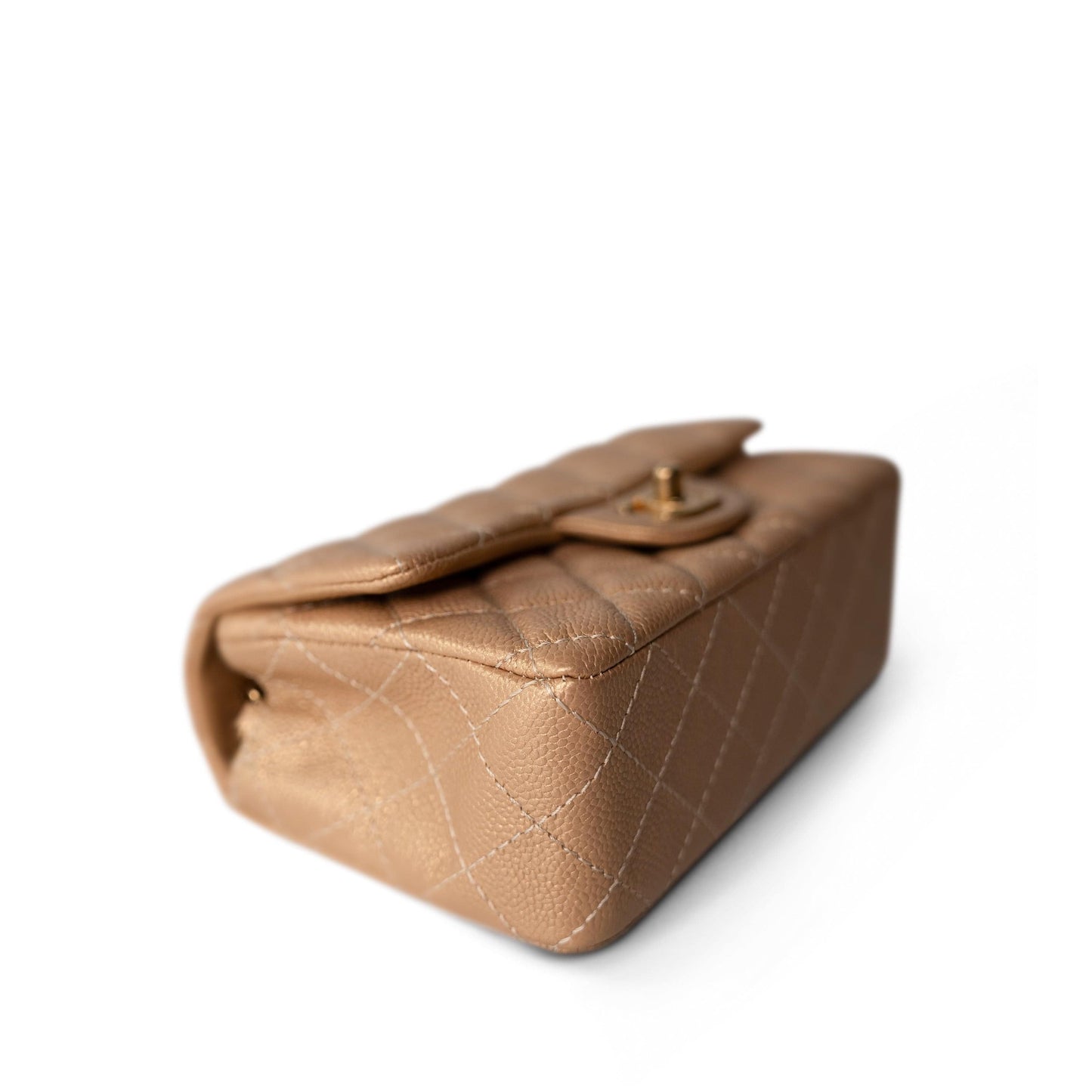 15C Gold Caviar Quilted Mini Rectangular Flap Antique Gold Hardware