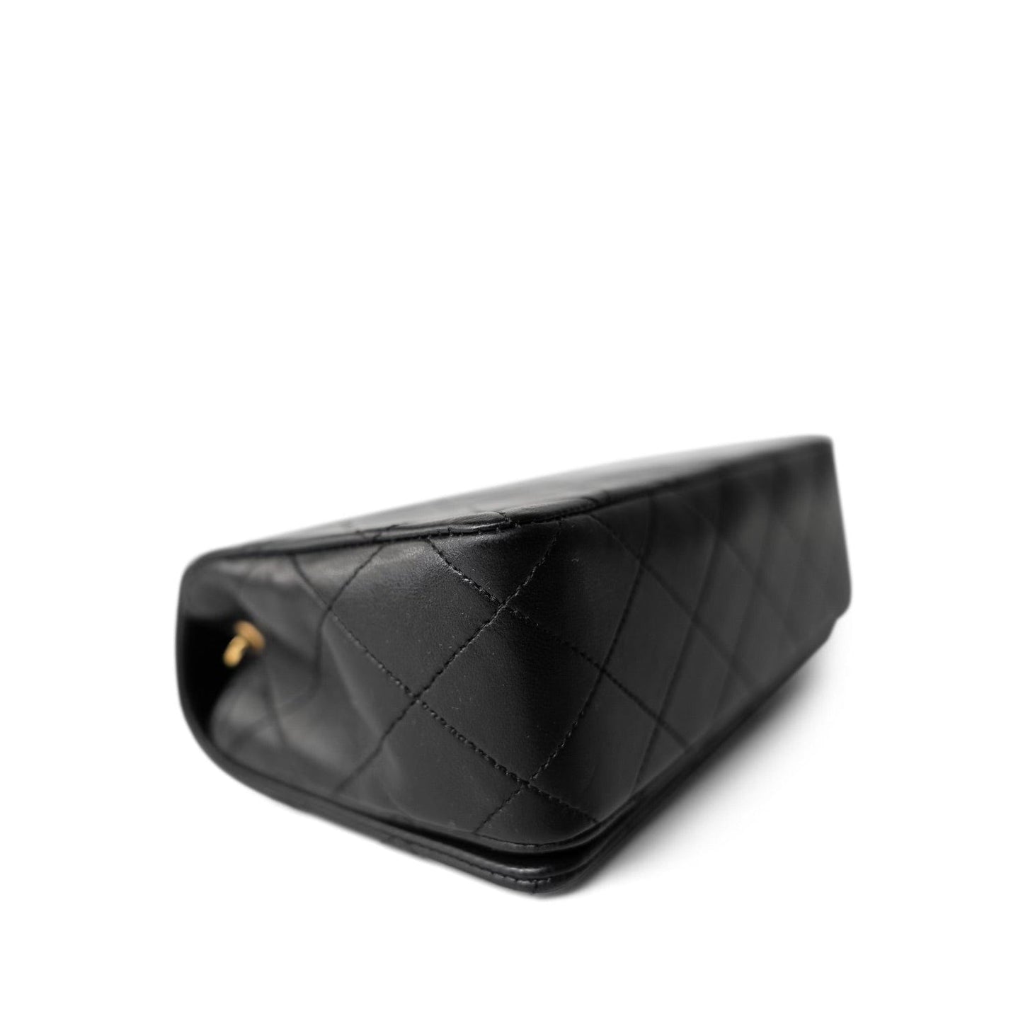 Black Lambskin Quilted CC Full Flap Bag Gold Hardware