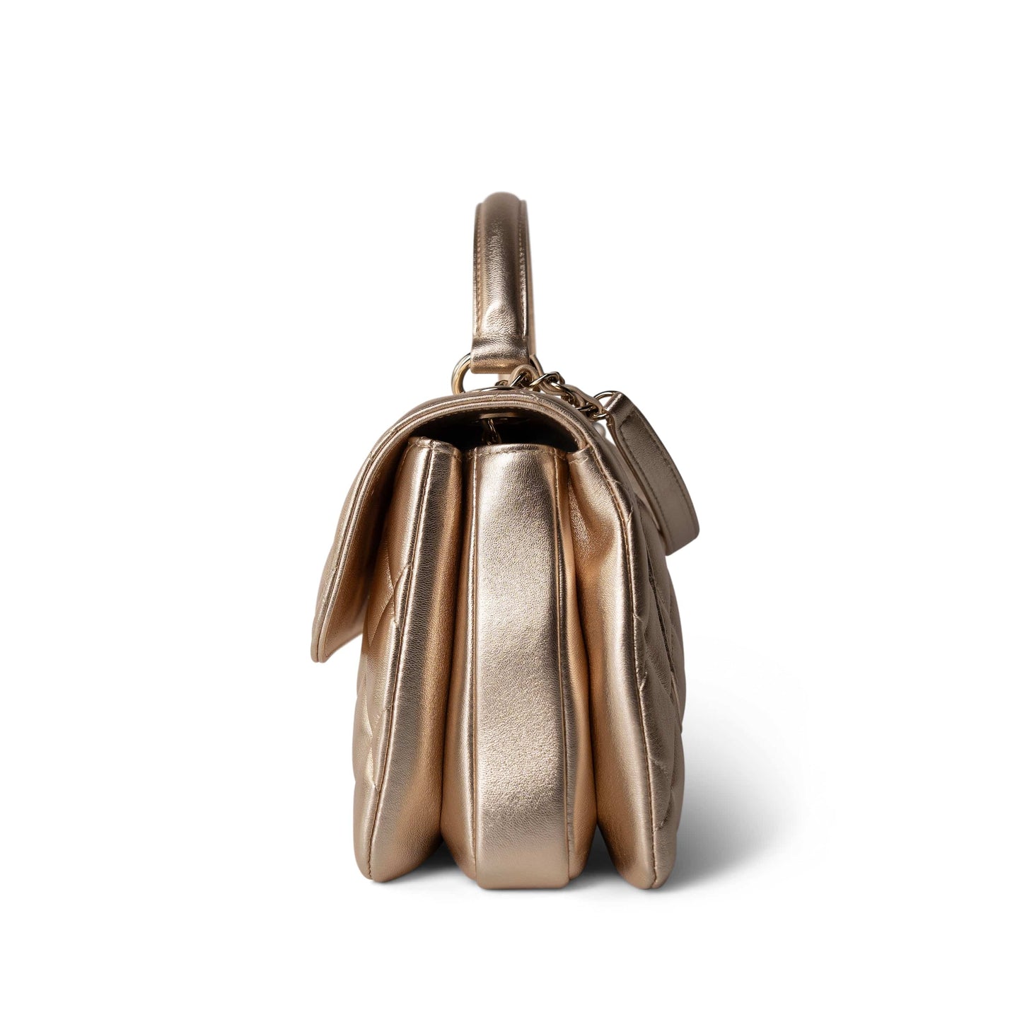 21S Gold Metallic Lambskin Quilted Trendy CC Small Light Gold Hardware