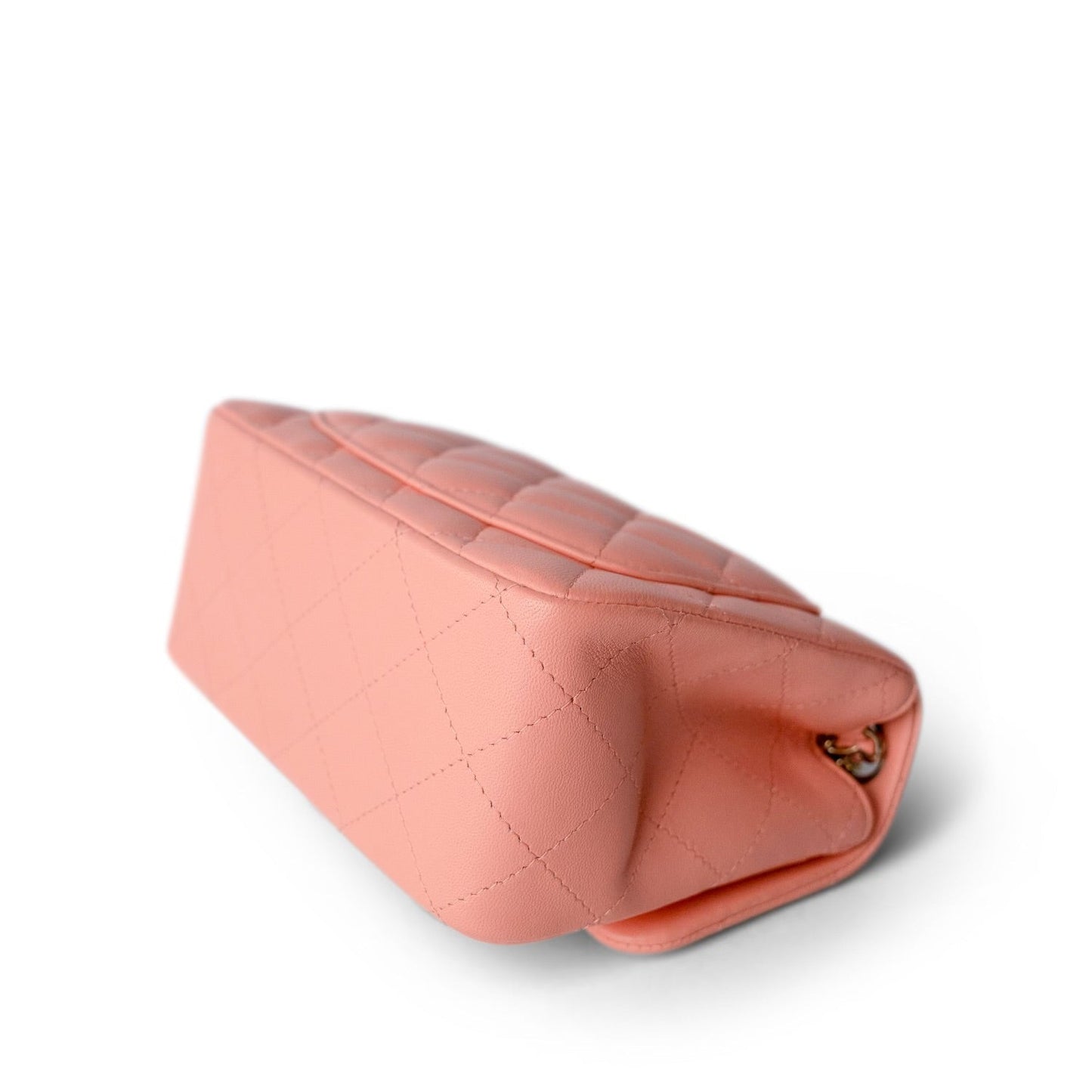 Peach Lambskin Quilted Mini Square Flap LGHW