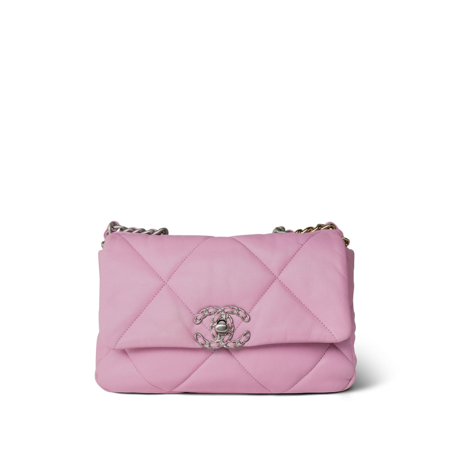 Light Pink Lambskin Quilted 19 Flap Small MHW