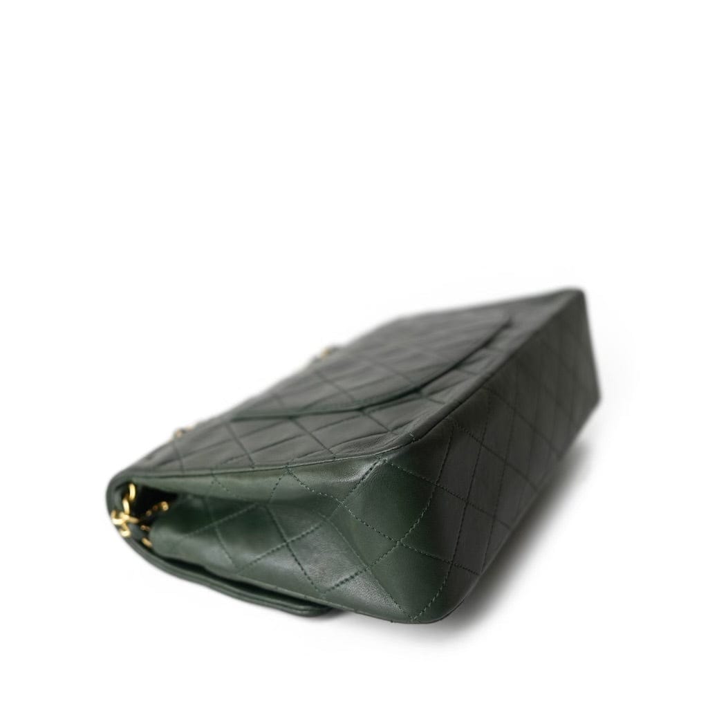 Vintage Dark Green Lambskin Quilted Classic Flap Medium Gold Hardware