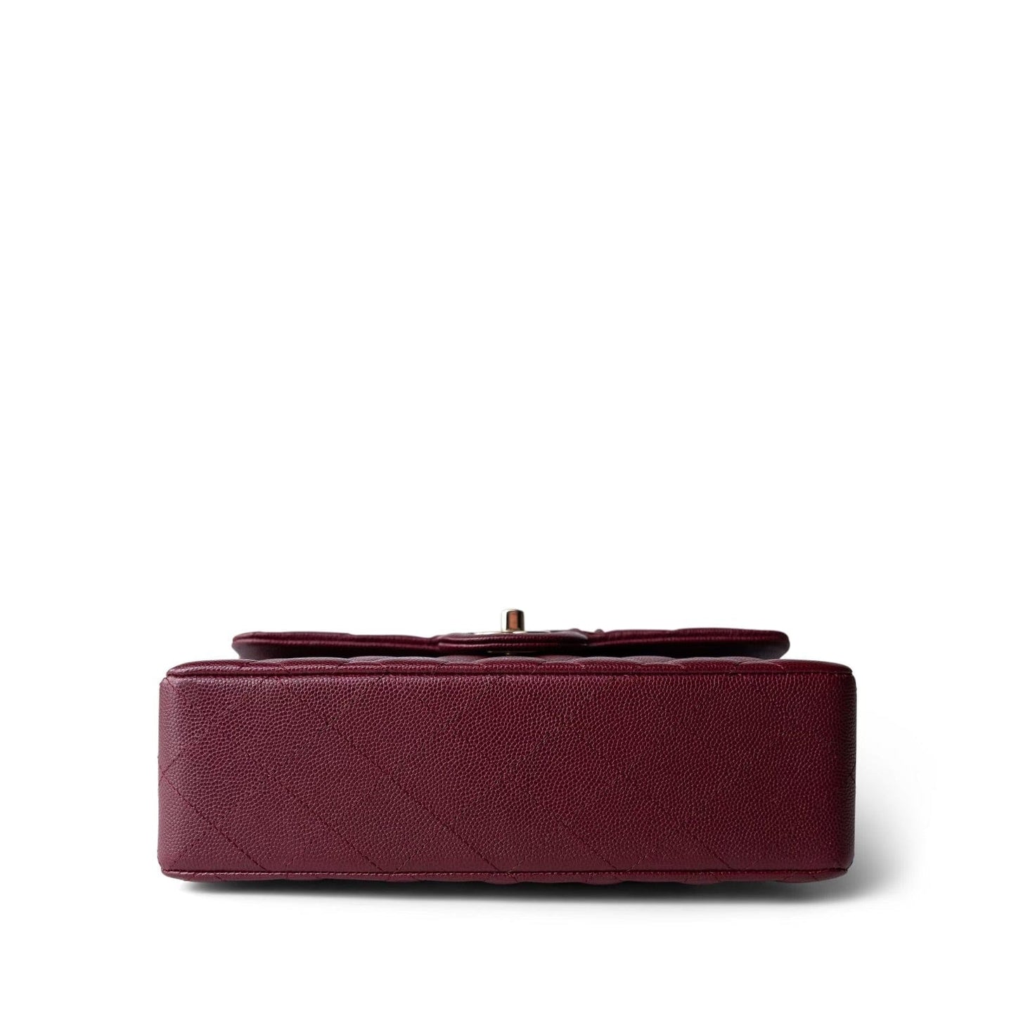 Wine/Burgundy Caviar Quilted Small Classic Double Flap LGHW