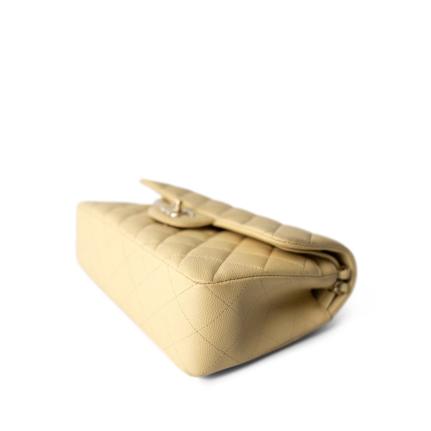 22B Light Yellow Caviar Quilted Classic Flap Small LGHW