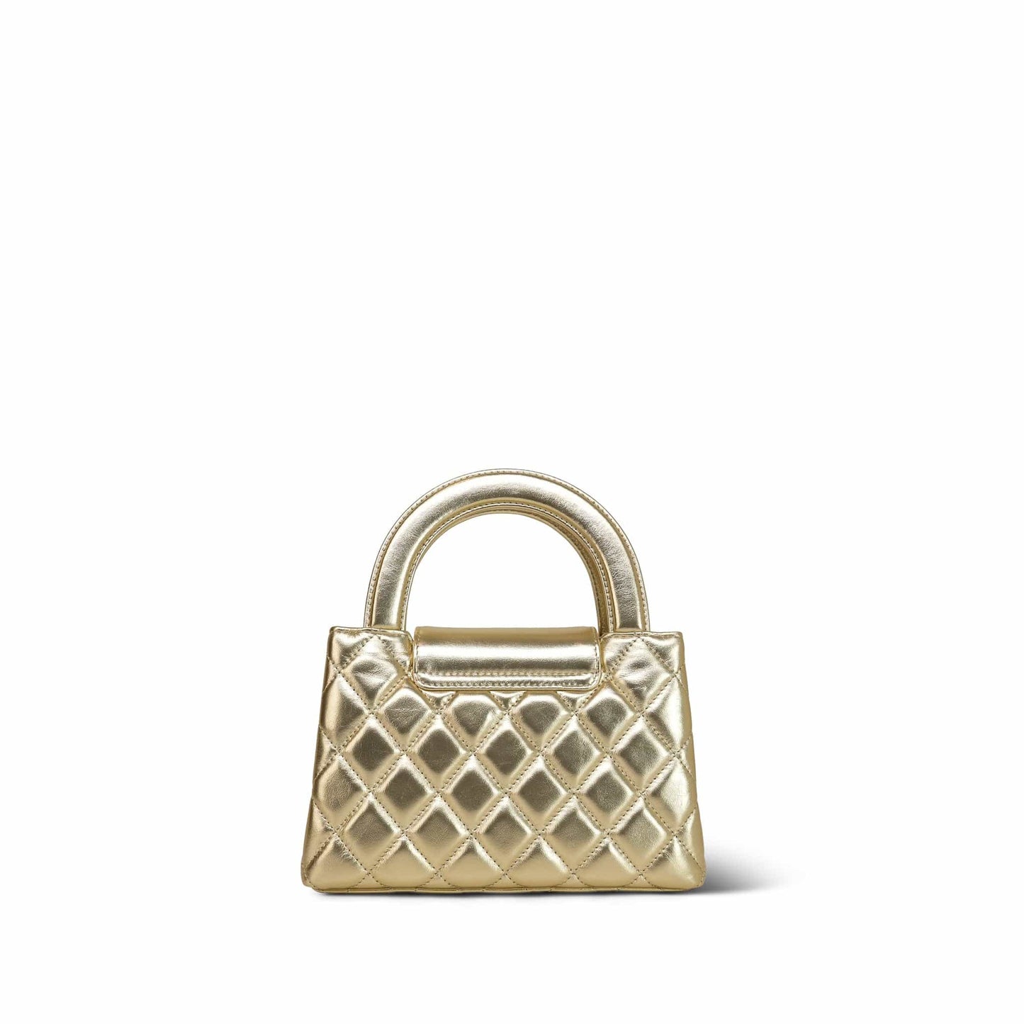 Metallic Gold Aged Calfskin Quilted Nano Kelly Shopper AGHW
