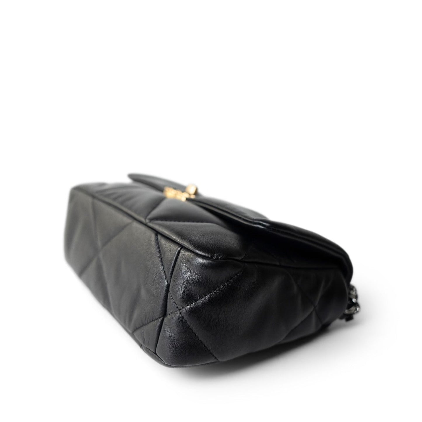 22A Black Lambskin Quilted 19 Flap Small Mixed Hardware