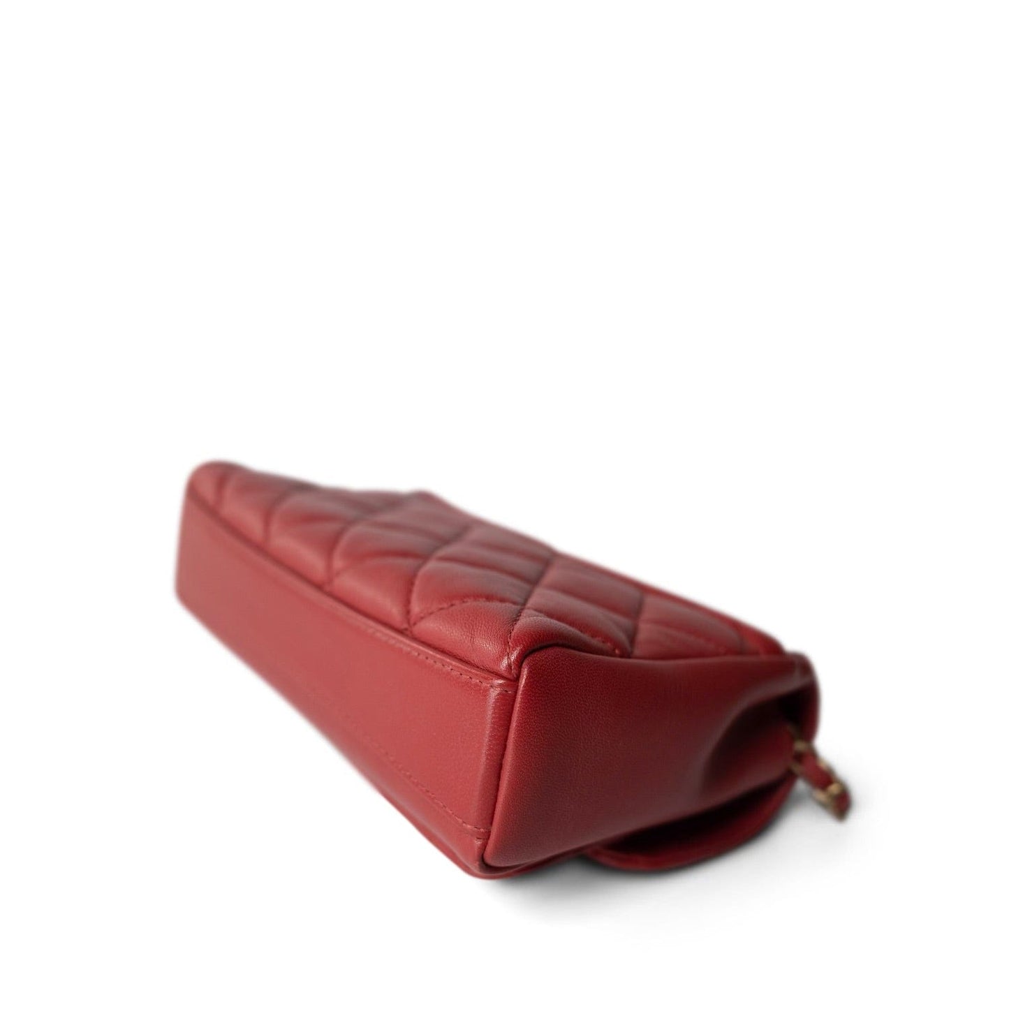 Red Lambskin Quilted Single Flap Chain Leather Link Bag