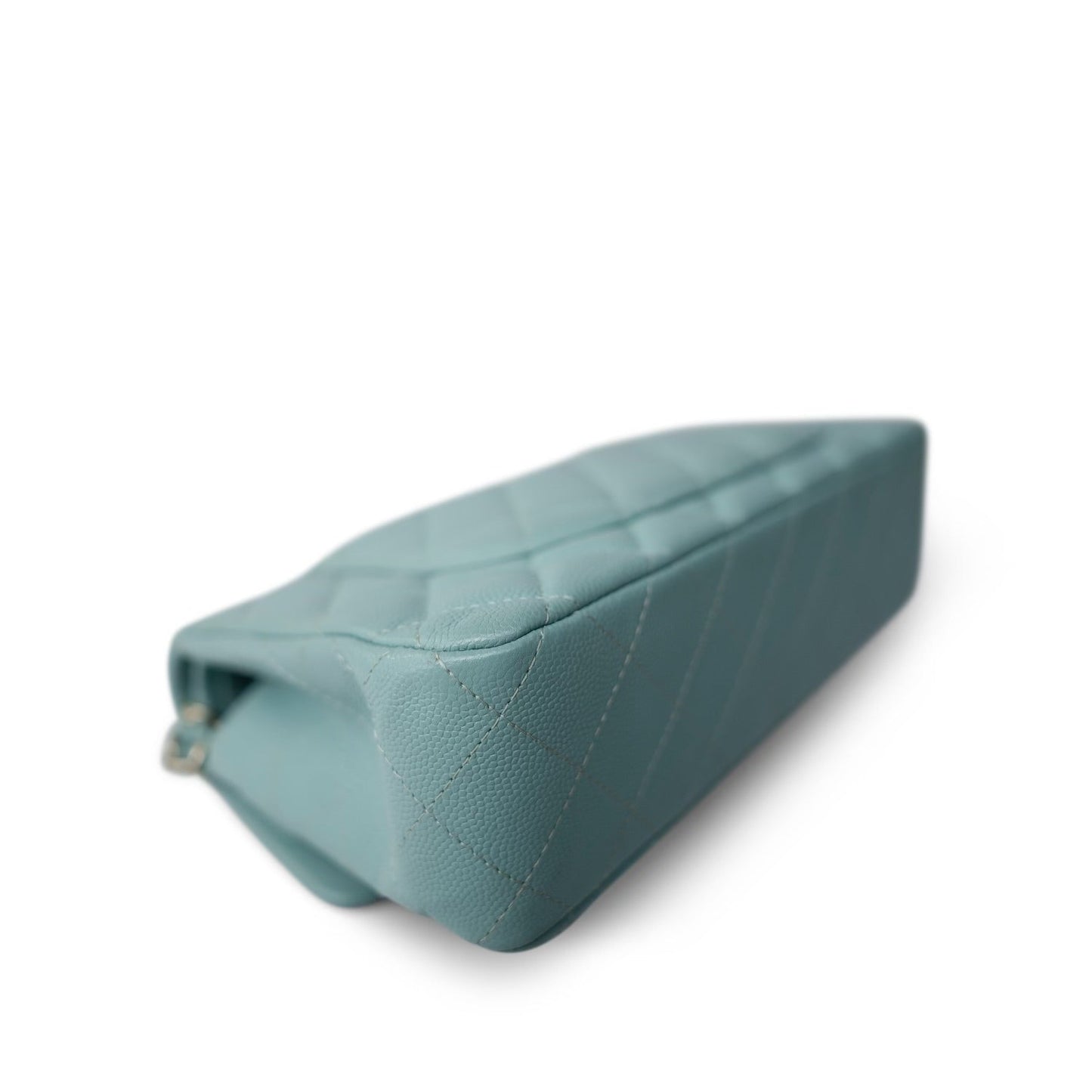 20c Tiffany Blue Caviar Quilted Classic Flap Small Light Gold Hardware