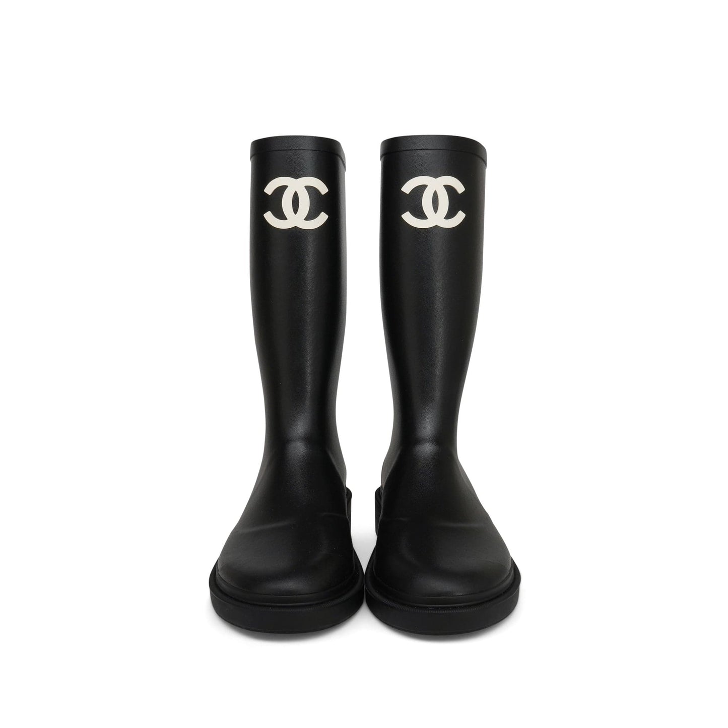 Black Caoutchouk CC High Boots Size 37