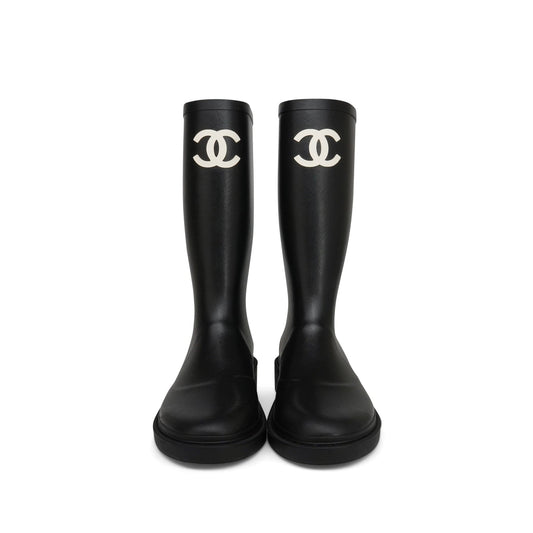 Black Caoutchouk CC High Boots Size 37