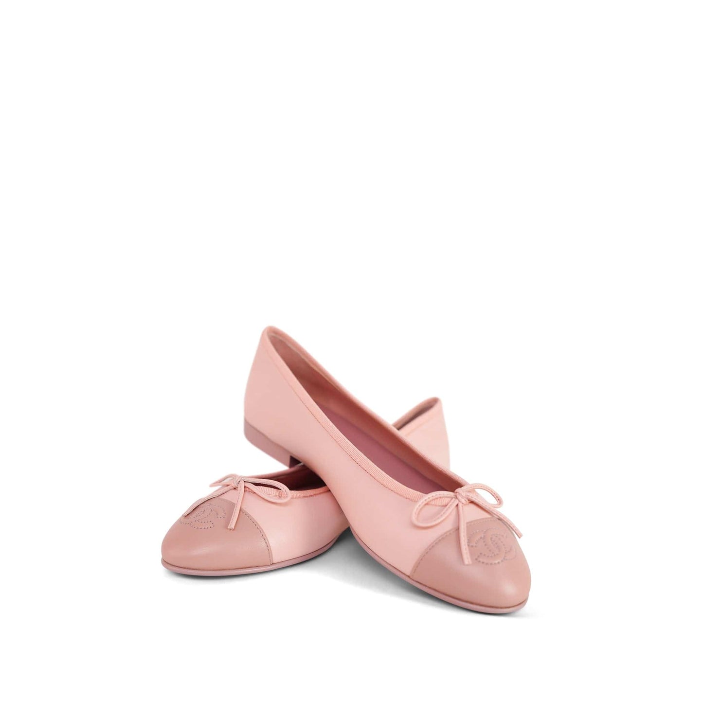 23K Dark/Light Pink Lambskin Cap Toe CC Ballerina Flats Size 38