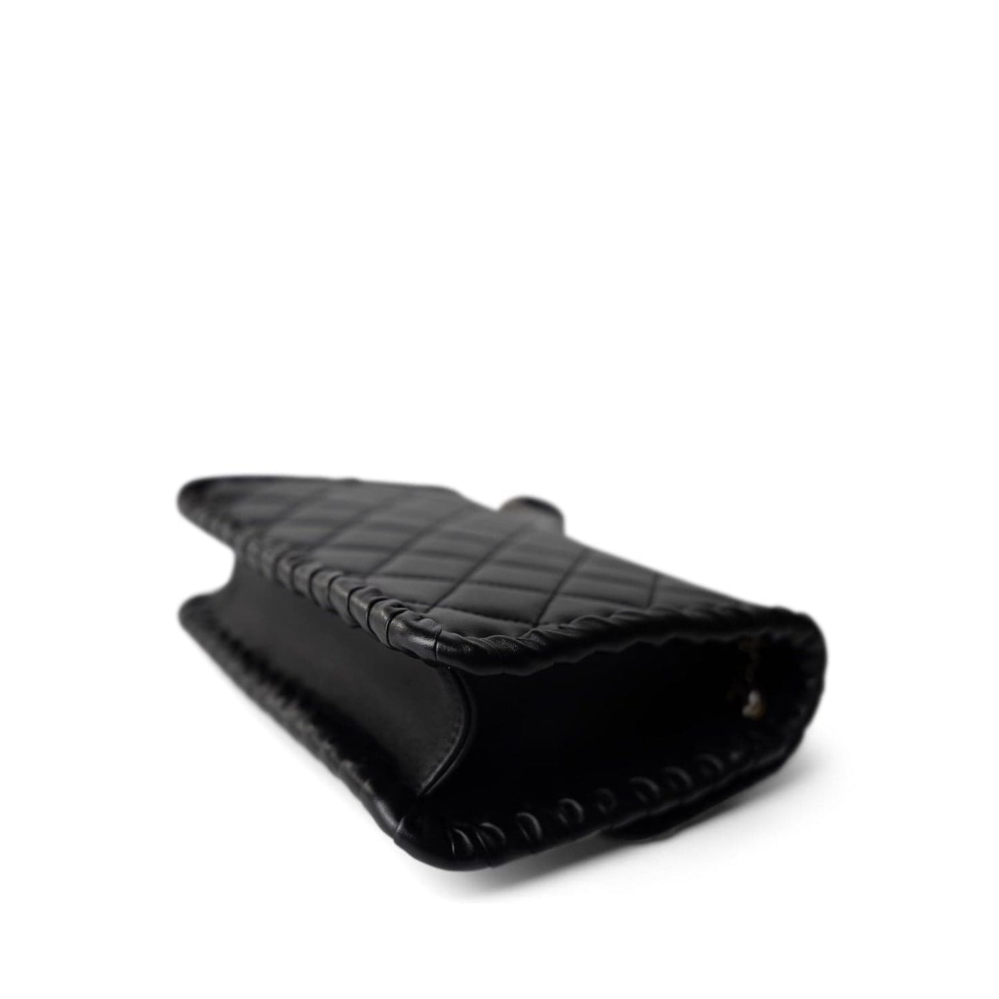 Black Calfskin Braided My Own Frame Flap Bag Aged GHW