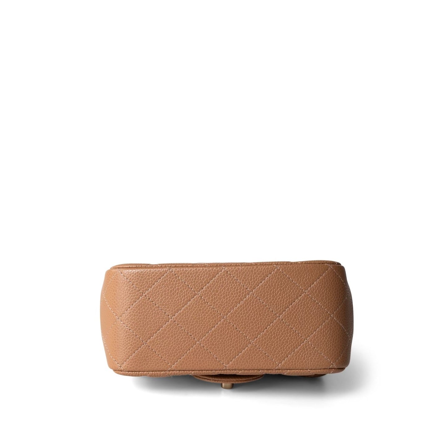 18S Beige Caviar Quilted Mini Square Flap Light Gold Hardware