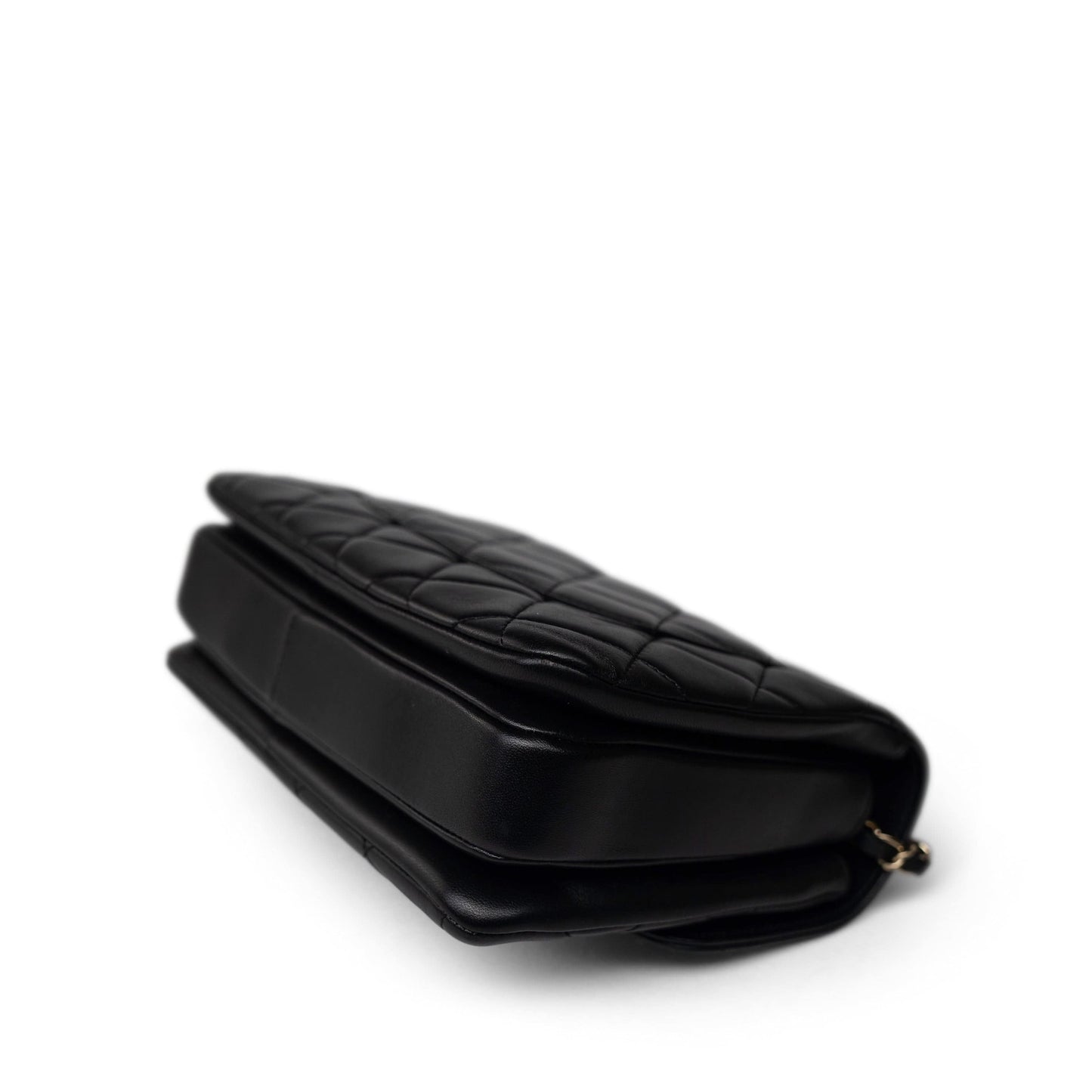 Black Lambskin Quilted Trendy CC Small Light Gold Hardware