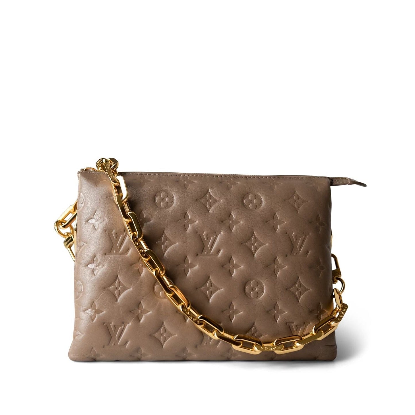 Louis Vuitton Lambskin Embossed Coussin PM Camel