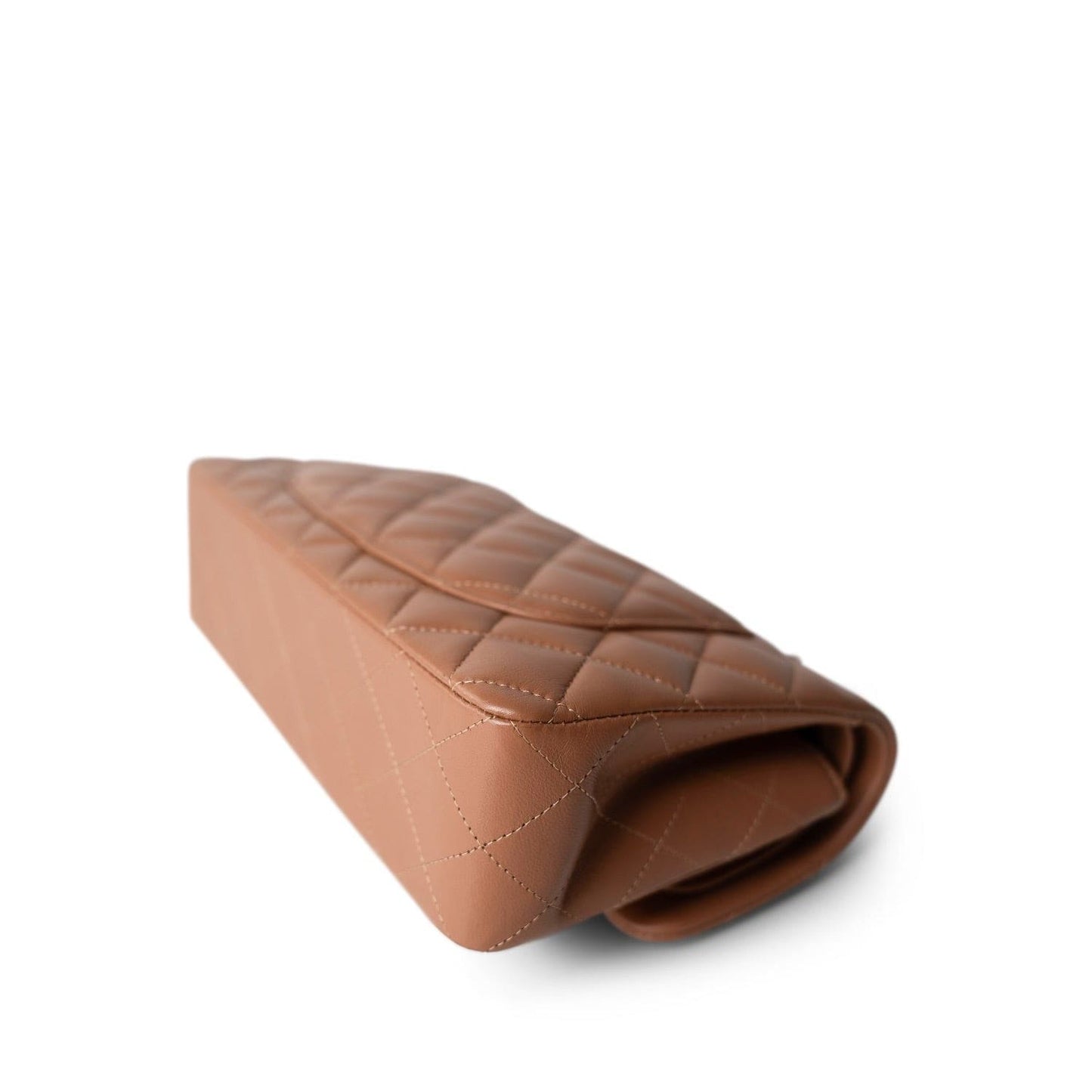 22S Caramel Lambskin Quilted Classic Flap Small Light Gold Hardware