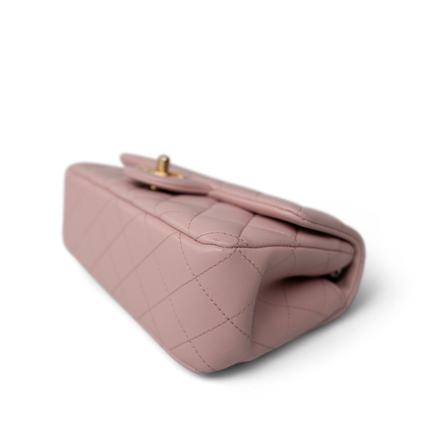 Light Pink Lambskin Quilted Sweet Camelia Single Flap Aged GHW