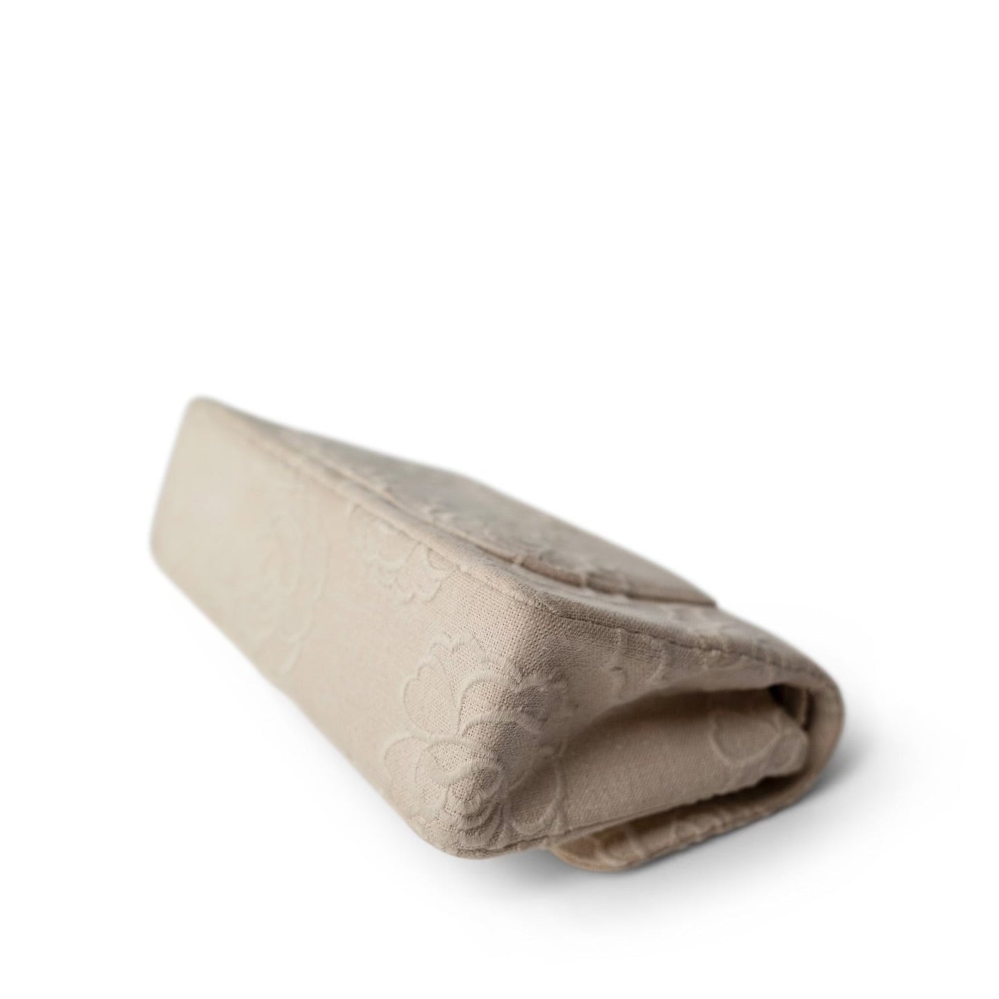 Ivory Canvas Camellia Classic Double Flap Gold Hardware