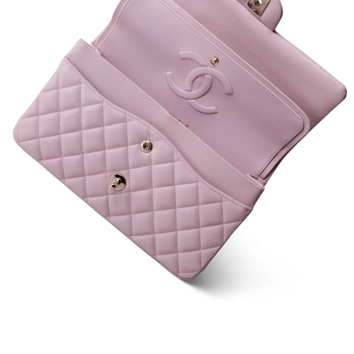 21S Light Pink Caviar Quilted Medium Classic Flap Light Gold Hardware
