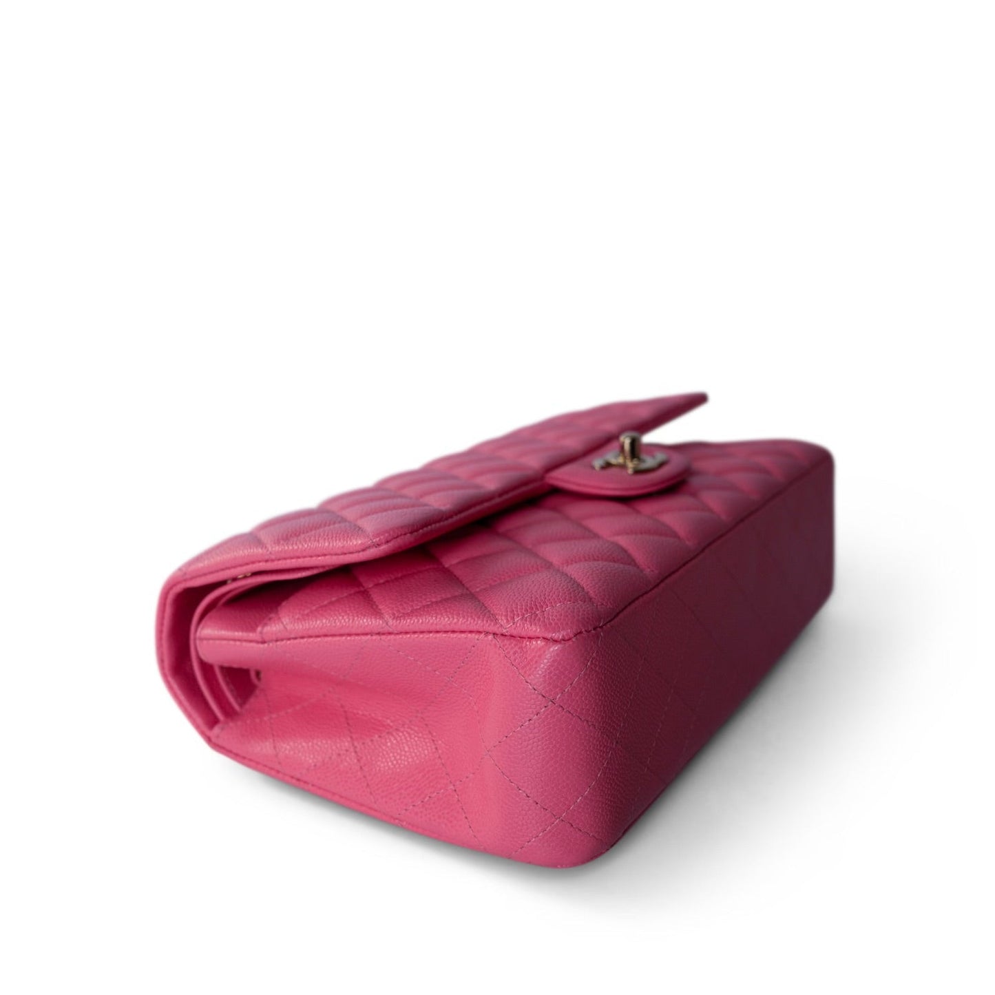 23S Pink Caviar Quilted Classic Flap Medium Light Gold Hardware