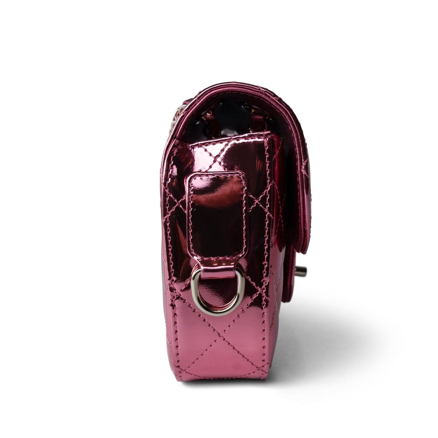 24C Shiny Pink Calfskin Quilted Flap Bag & Coin Purse