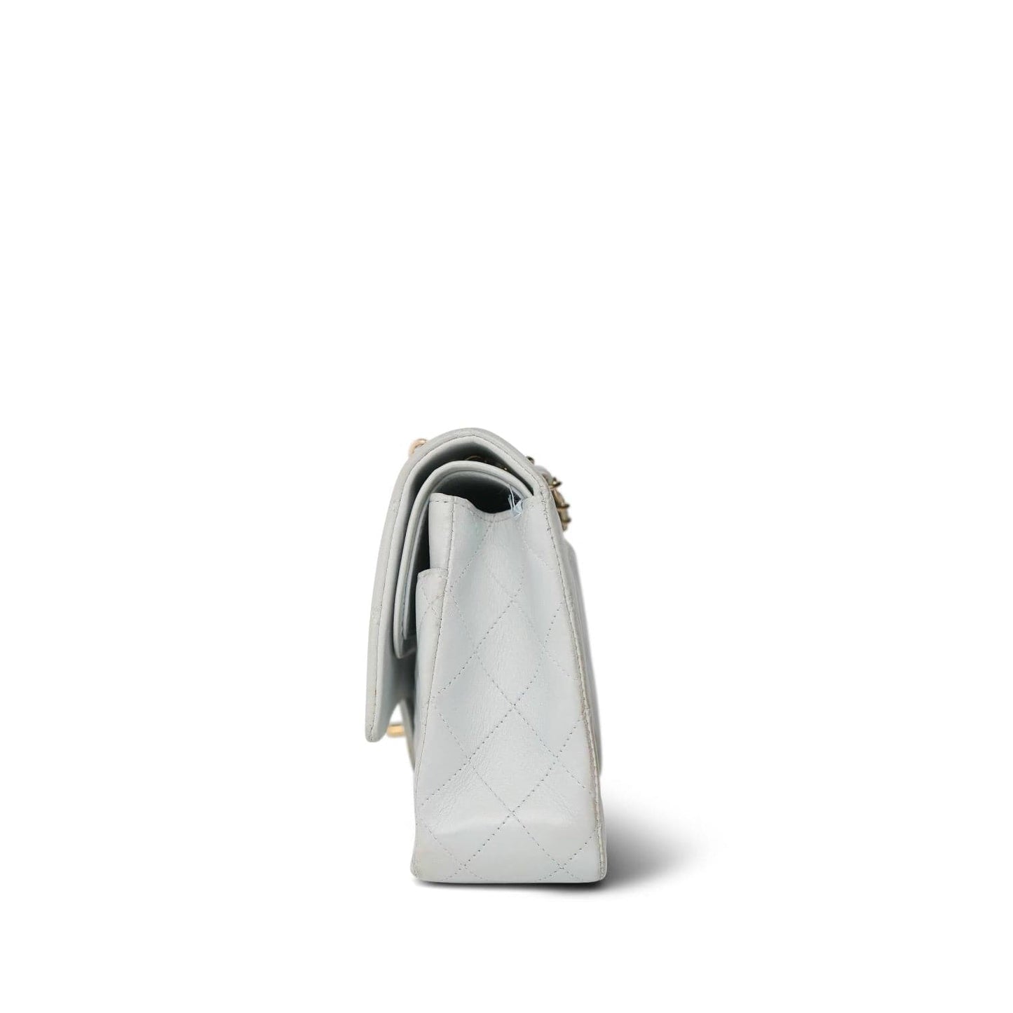 Vintage Light Blue Lambskin Quilted Medium Classic Flap Gold Hardware