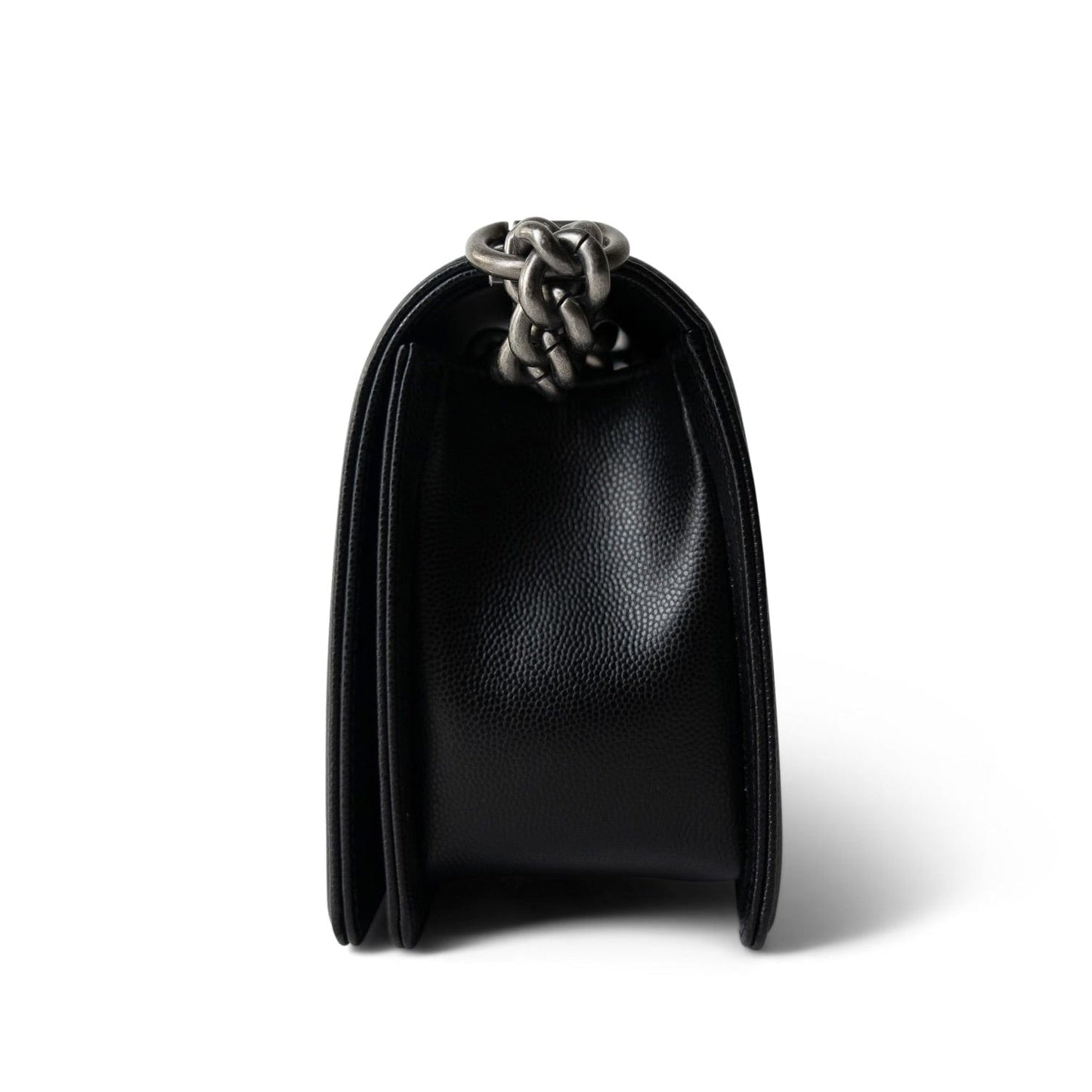 Black Caviar Quilted Boy Bag Old Medium Ruthenium Hardware