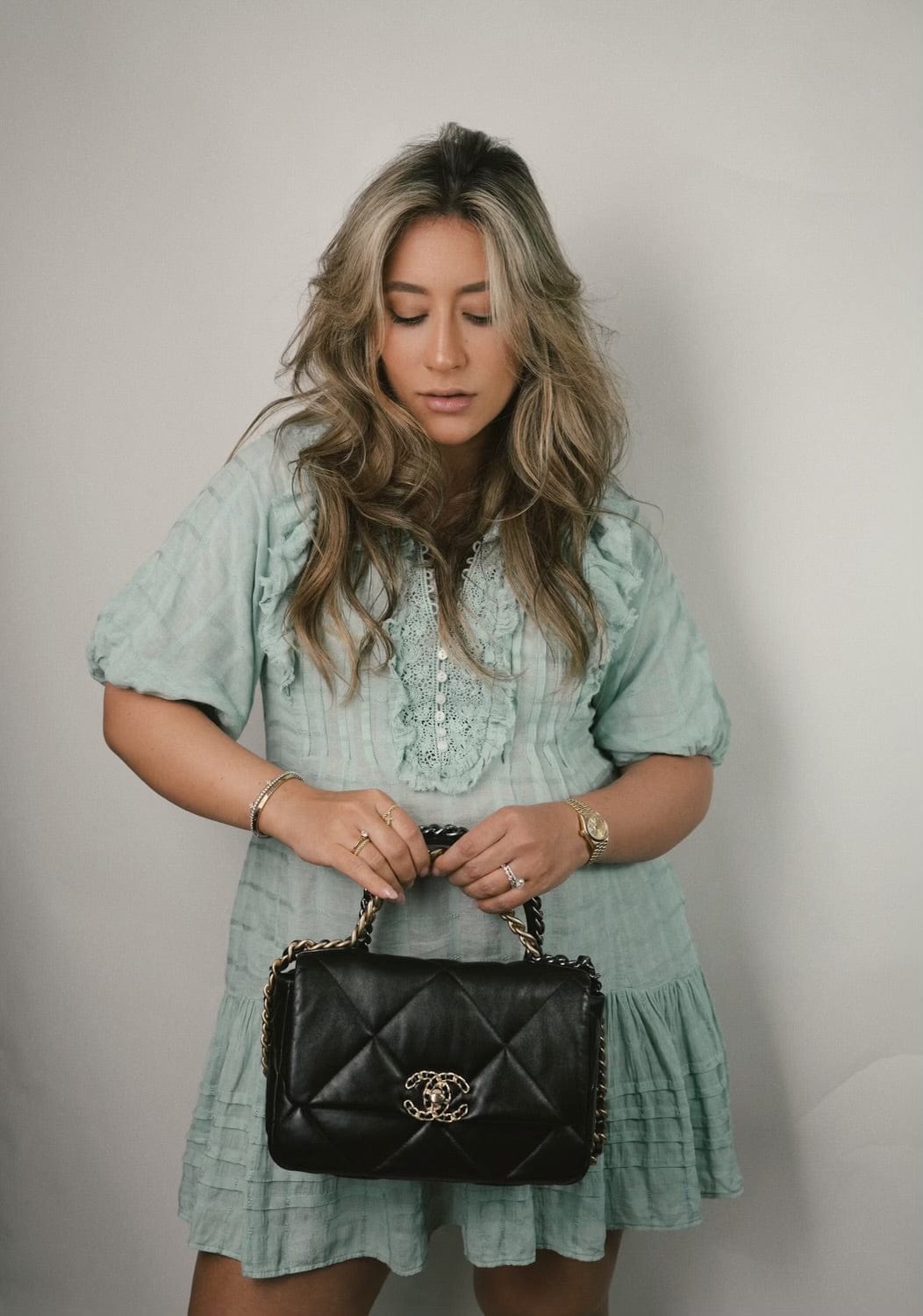 Black Lambskin Quilted 19 Flap Small Mixed Hardware