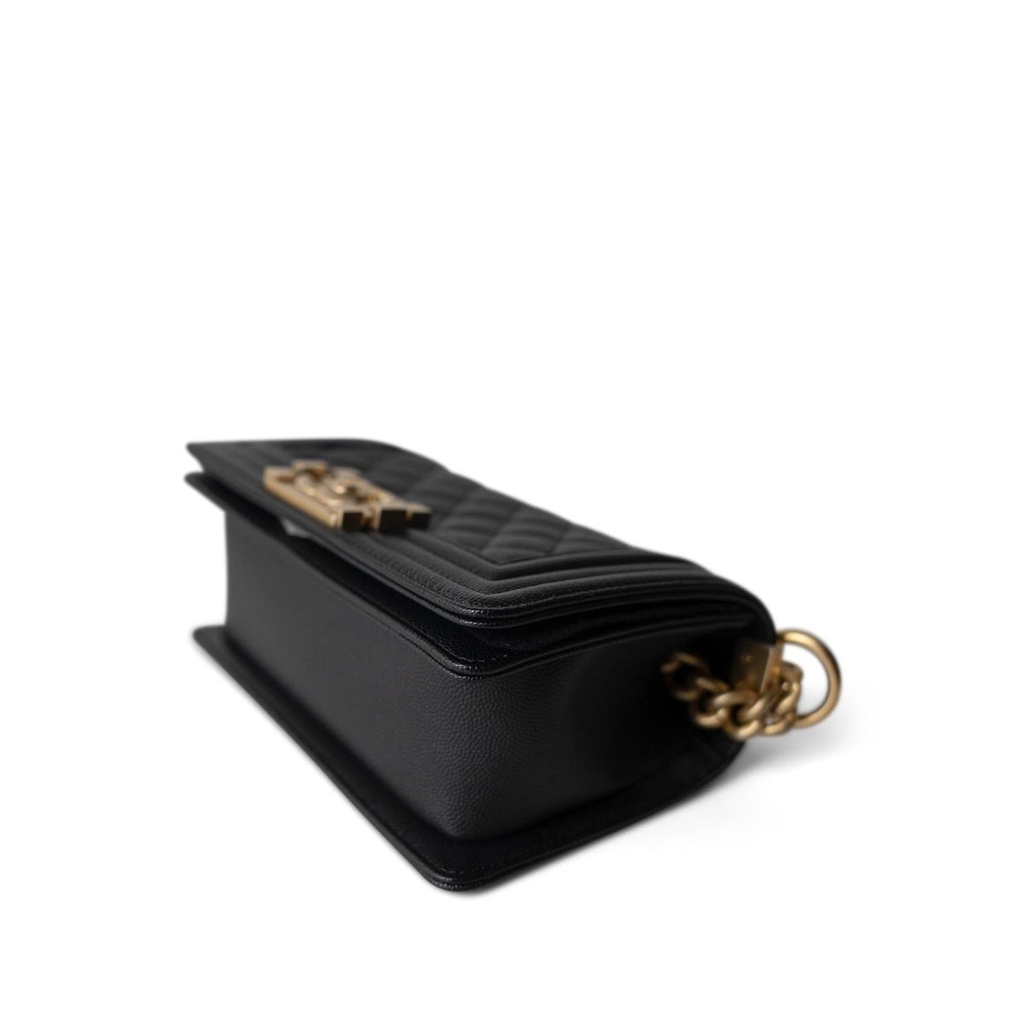 Black Caviar Quilted Small Boy Bag Aged Gold Hardware