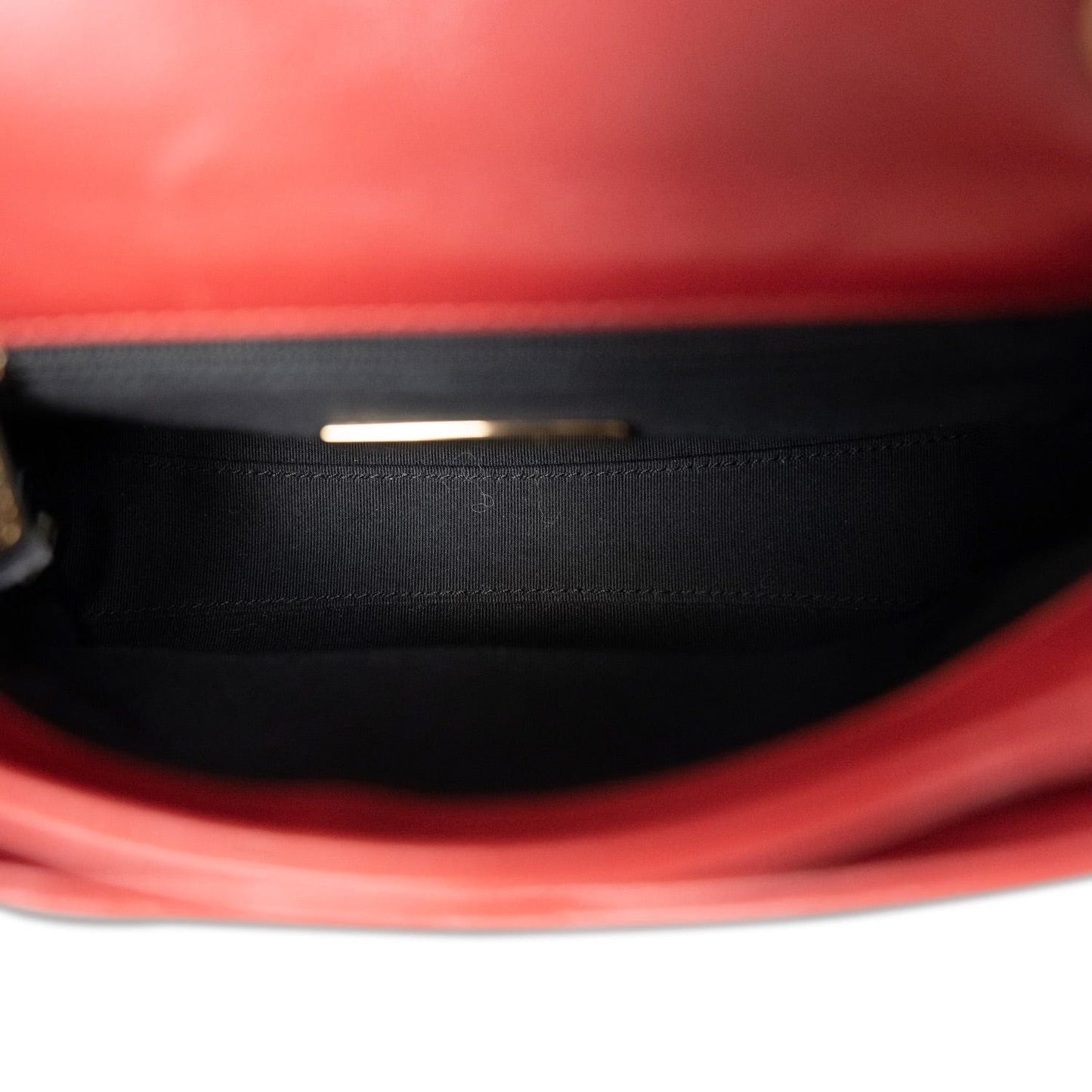 Red Lambskin Quilted Single Flap Chain Leather Link Bag