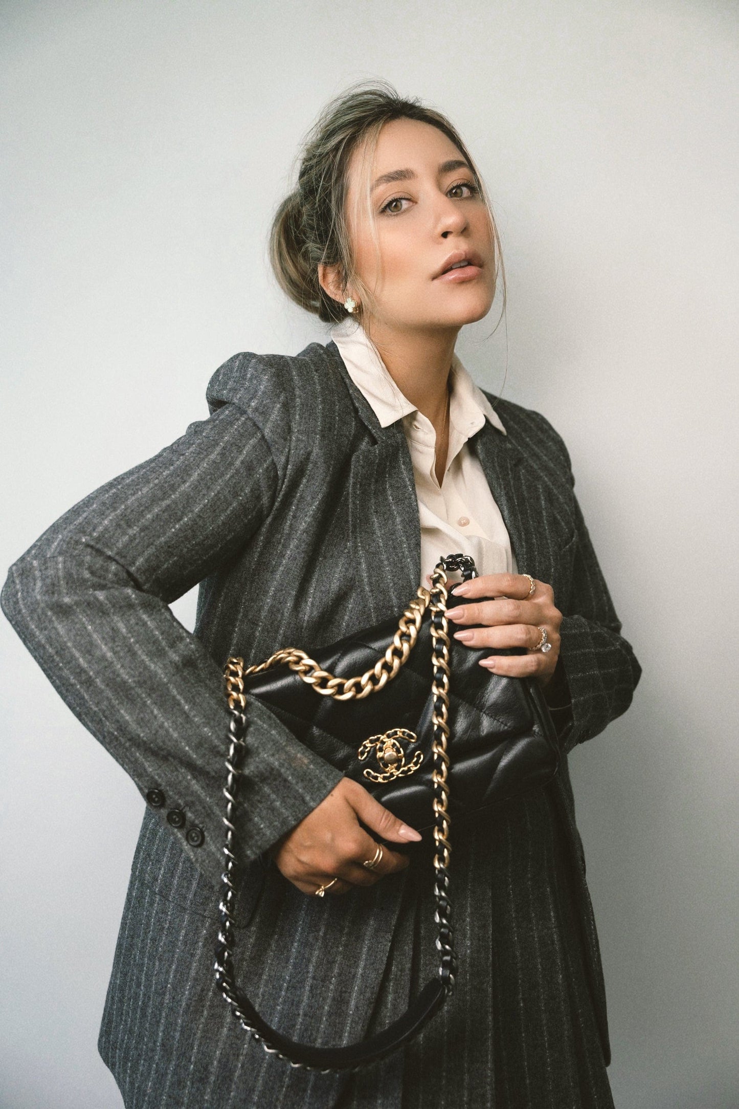 Black Goatskin Quilted 19 Flap Small MHW