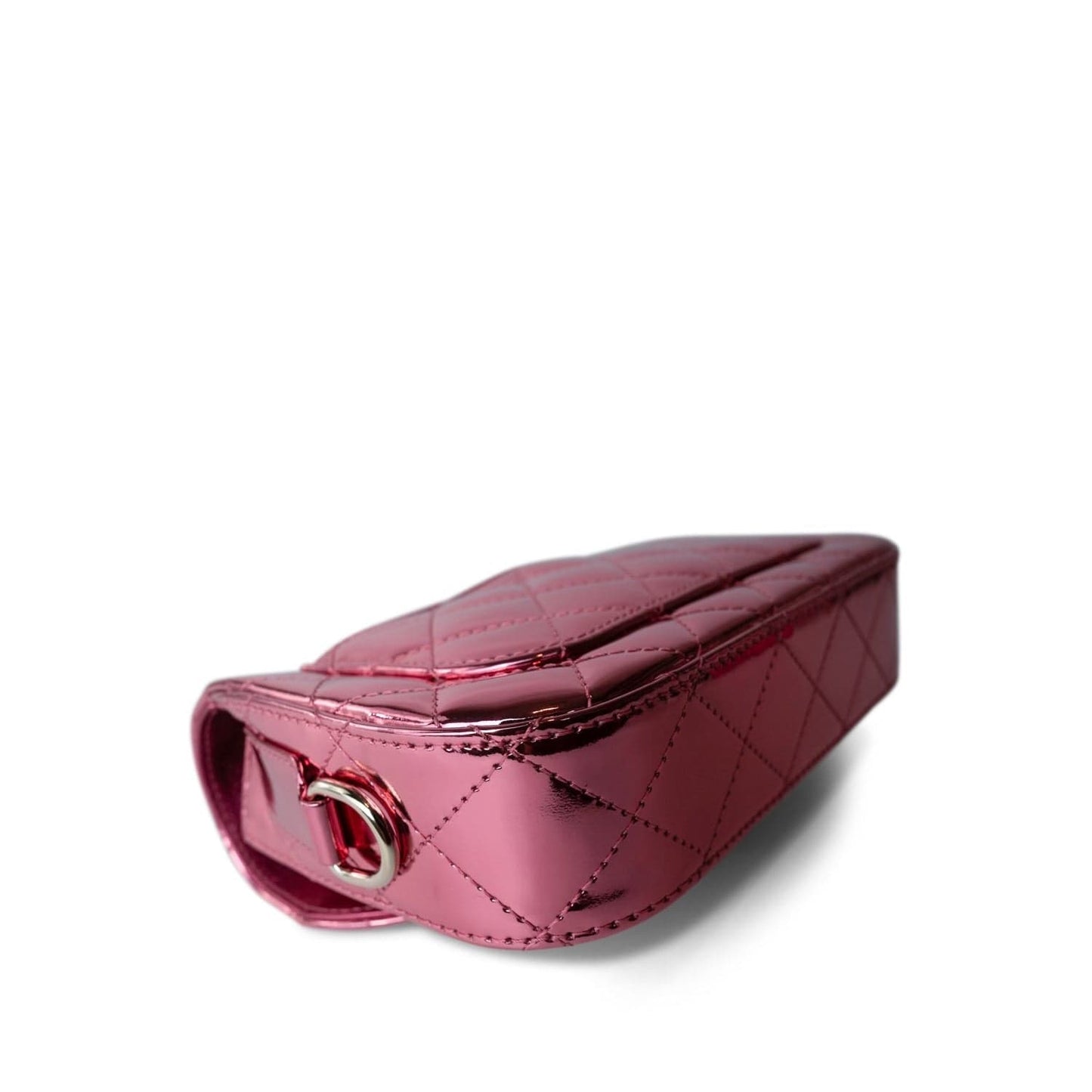 24C Shiny Pink Calfskin Quilted Flap Bag & Coin Purse