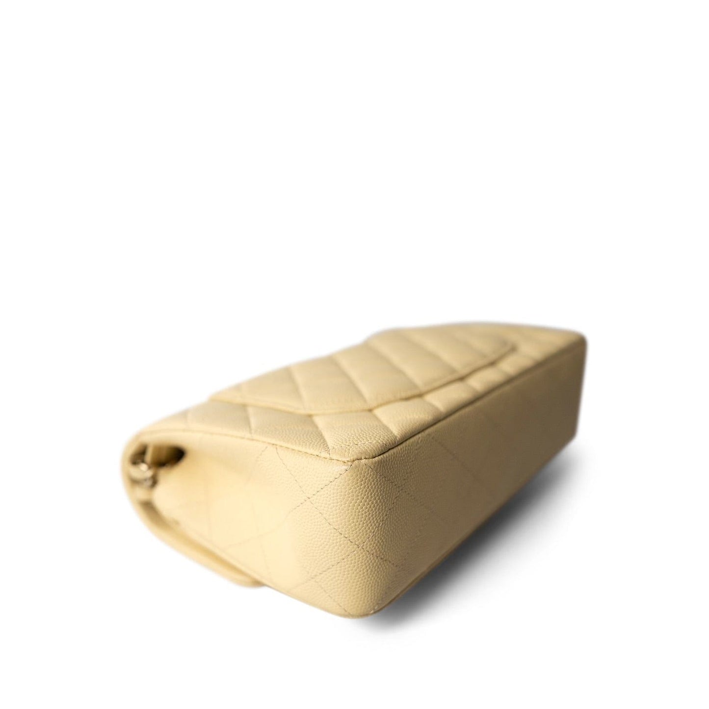 22B Light Yellow Caviar Quilted Classic Flap Small LGHW