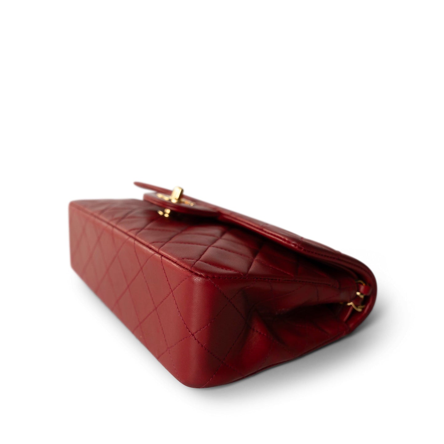 Vintage Red Lambskin Quilted Classic Flap Small Gold Hardware