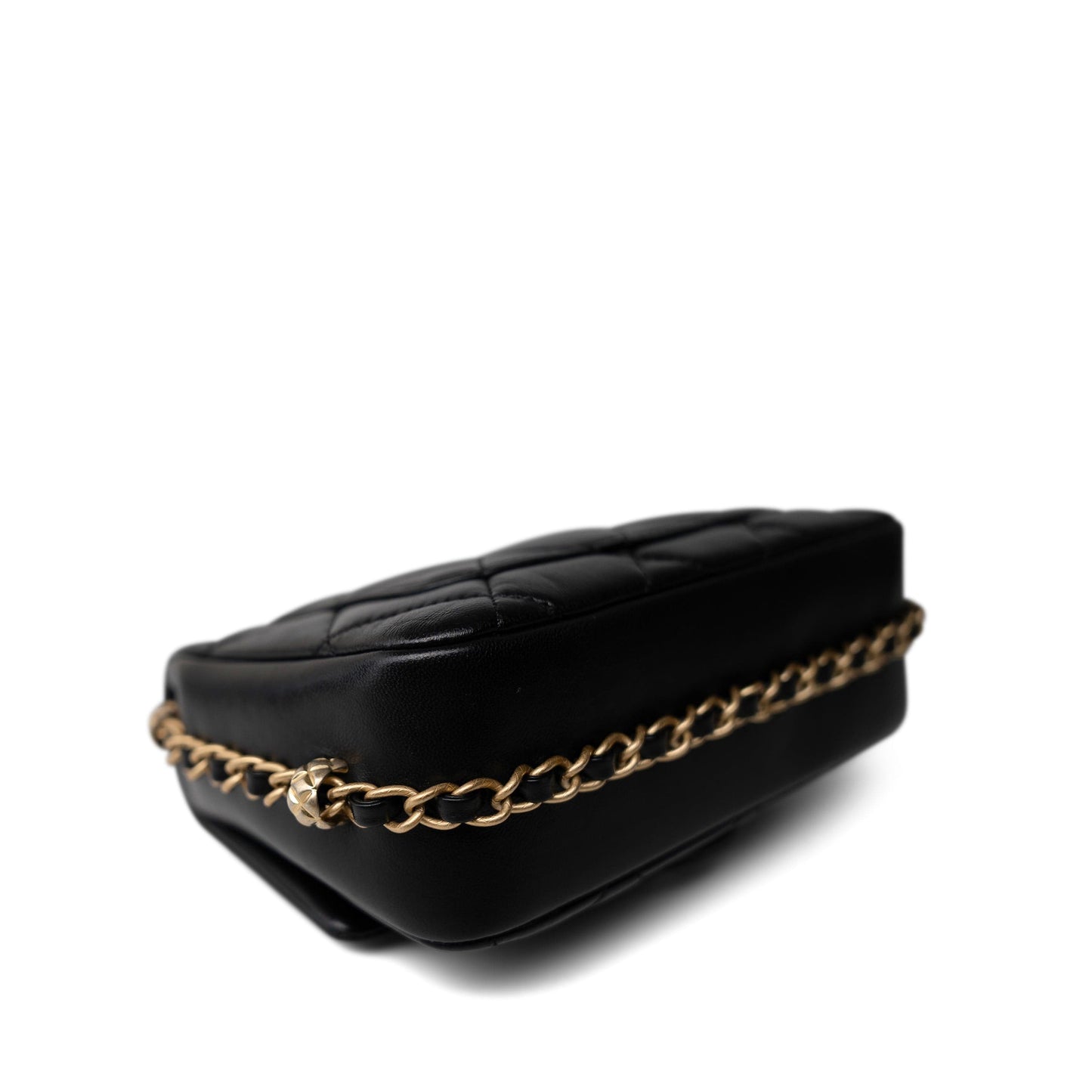 23B Black Lambskin Quilted Mini Square Chain Around Flap Aged Gold Hardware