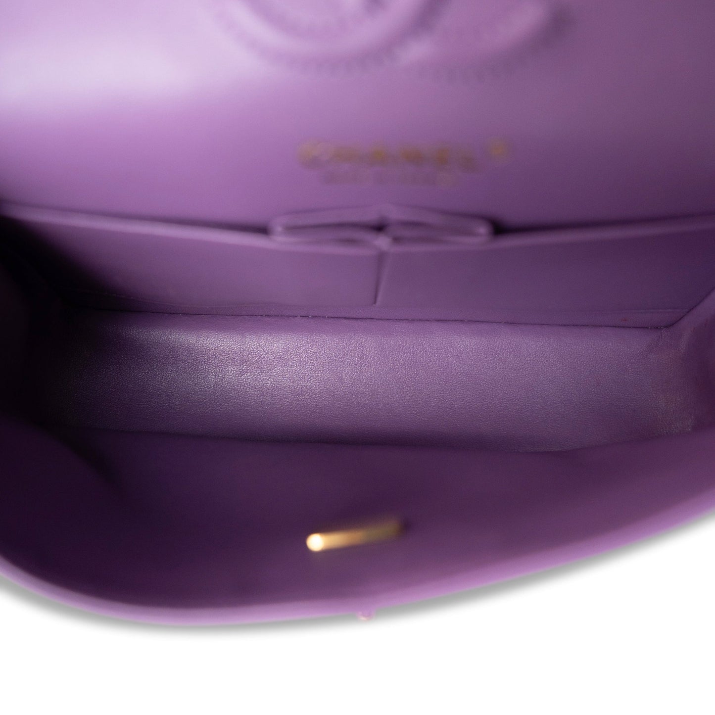 22P Purple Lambskin Quilted Classic Flap Small LGHW