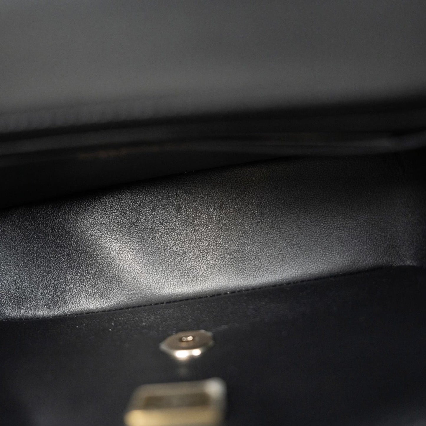 23S Black Lambskin Quilted Mini Rectangular Single Flap LGHW