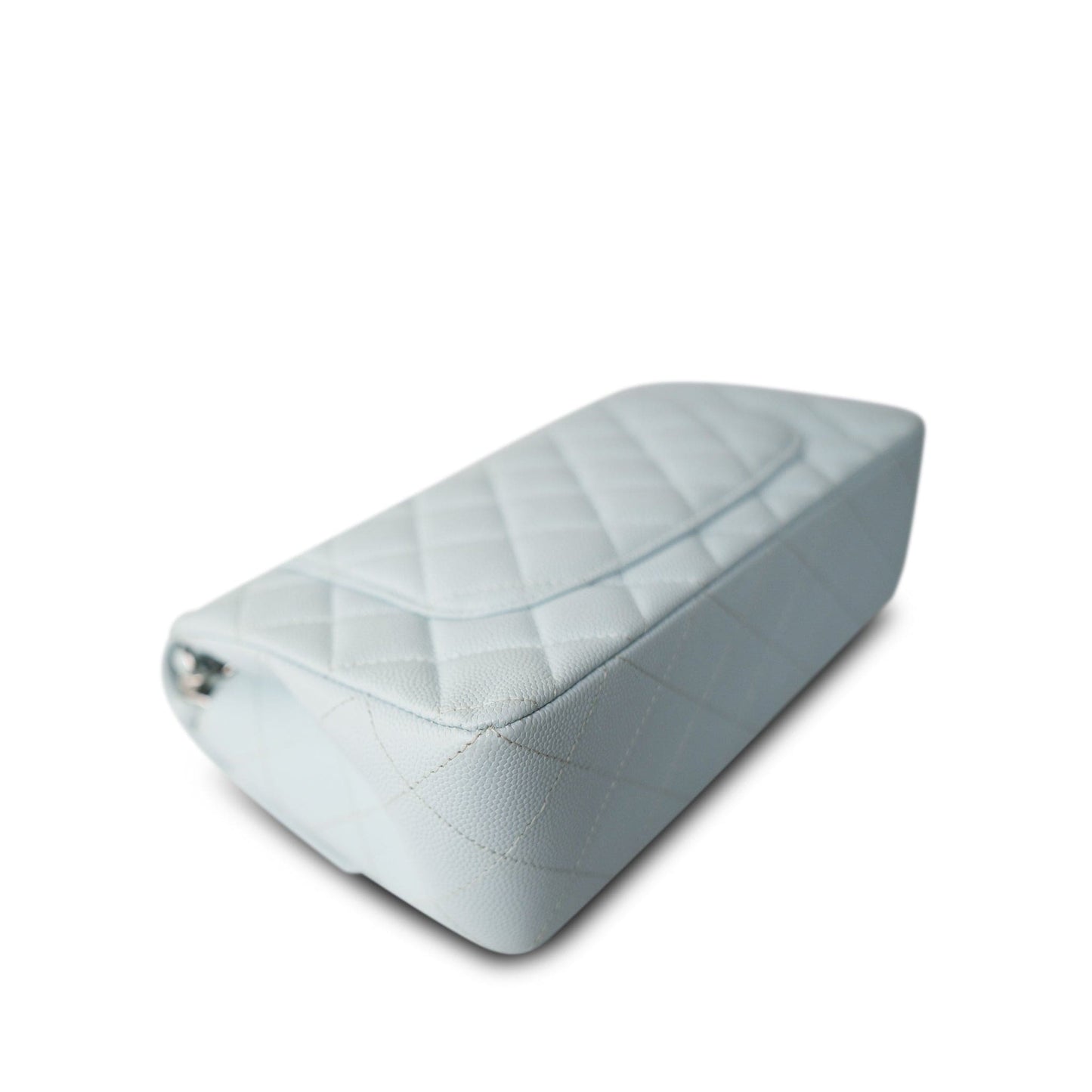 Light Blue Caviar Quilted Classic Flap Small Silver Hardware