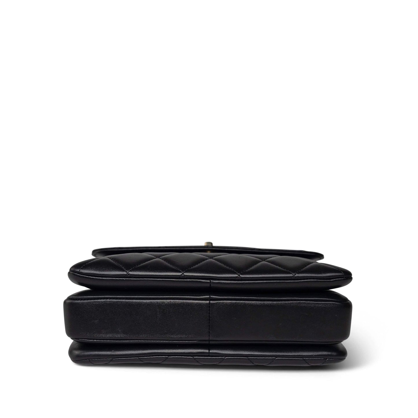 Black Lambskin Quilted Trendy CC Small Light Gold Hardware