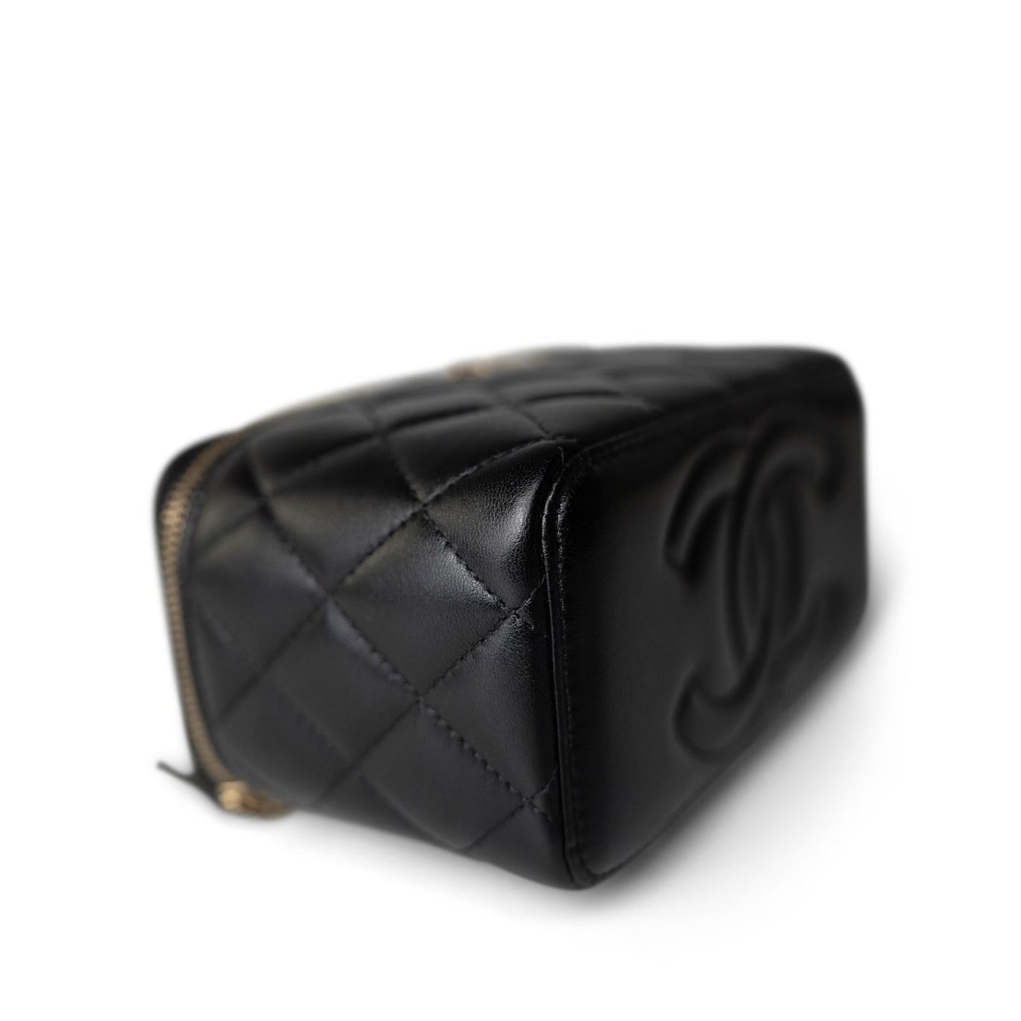 Black Vanity with Handle Lambskin Quilted LGHW