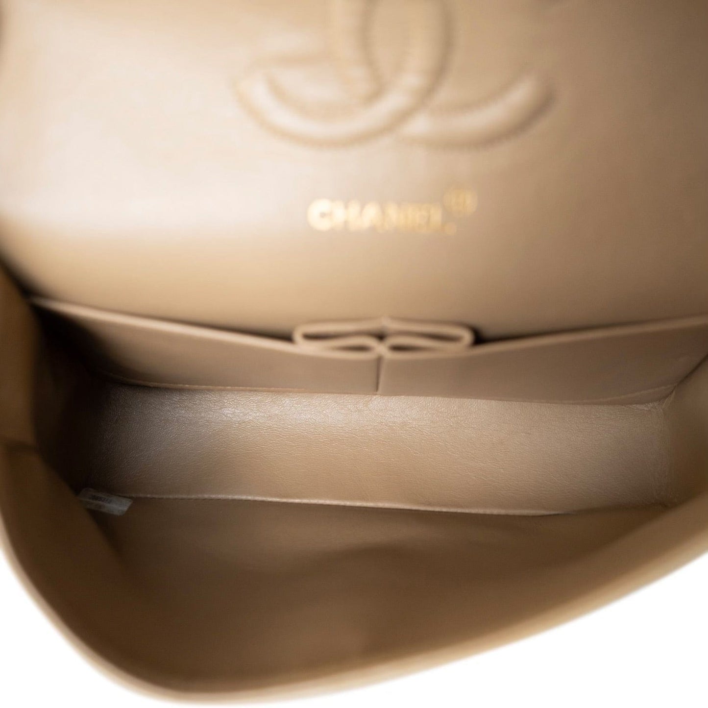 Dark Beige Lambskin Quilted Vintage Classic Flap Medium Gold Hardware