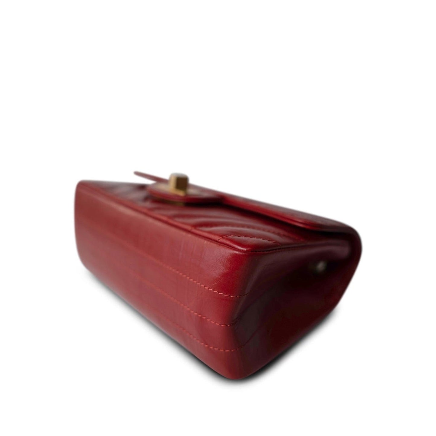 22K Red Aged Calfskin Chevron 255 Reissue Aged Gold Hardware