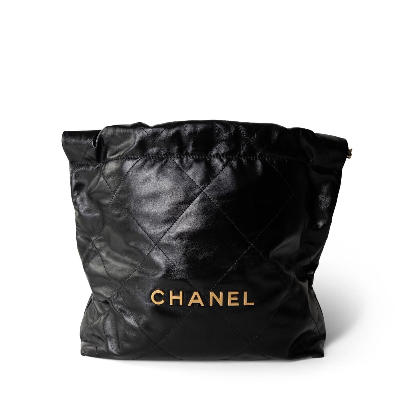 23A Black Calfskin Quilted 22 Hobo Bag Small Aged Gold Hardware