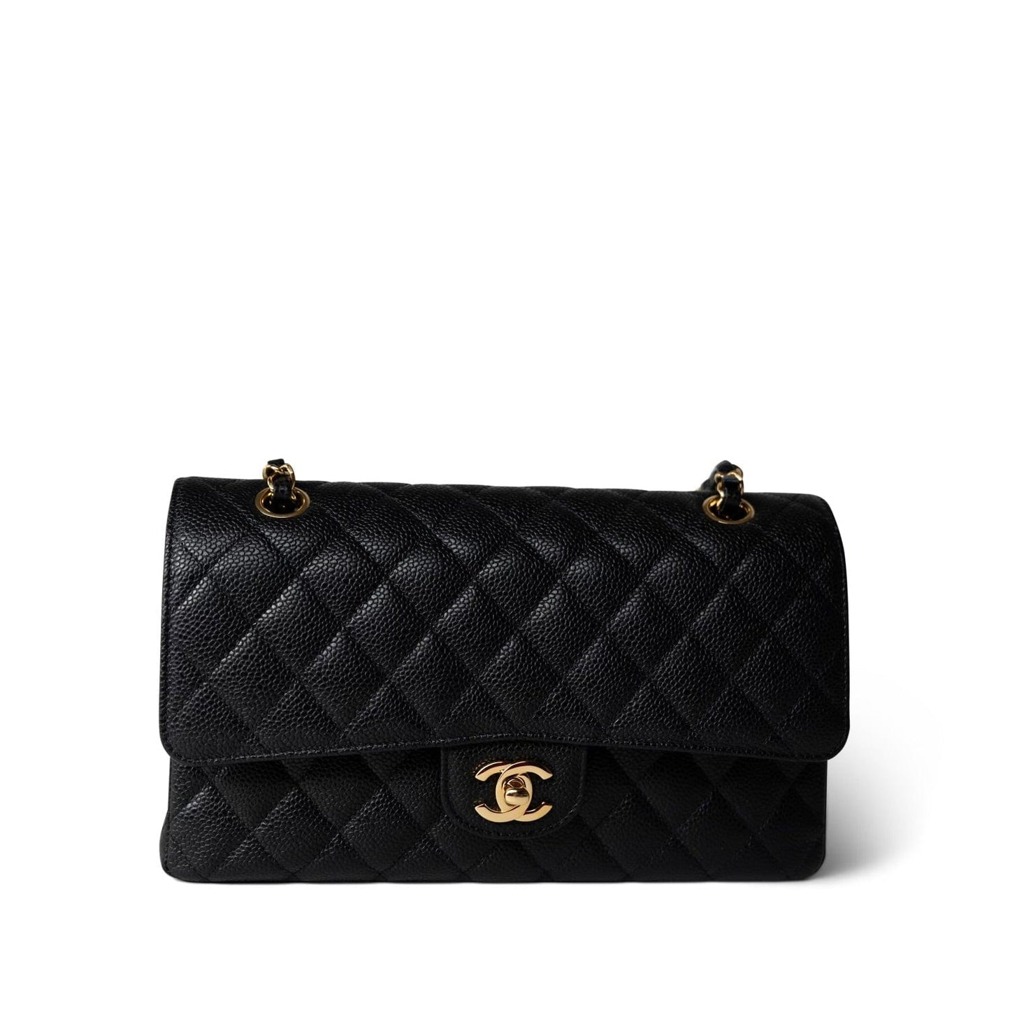 Black Caviar Quilted Classic Flap Medium Gold Hardware